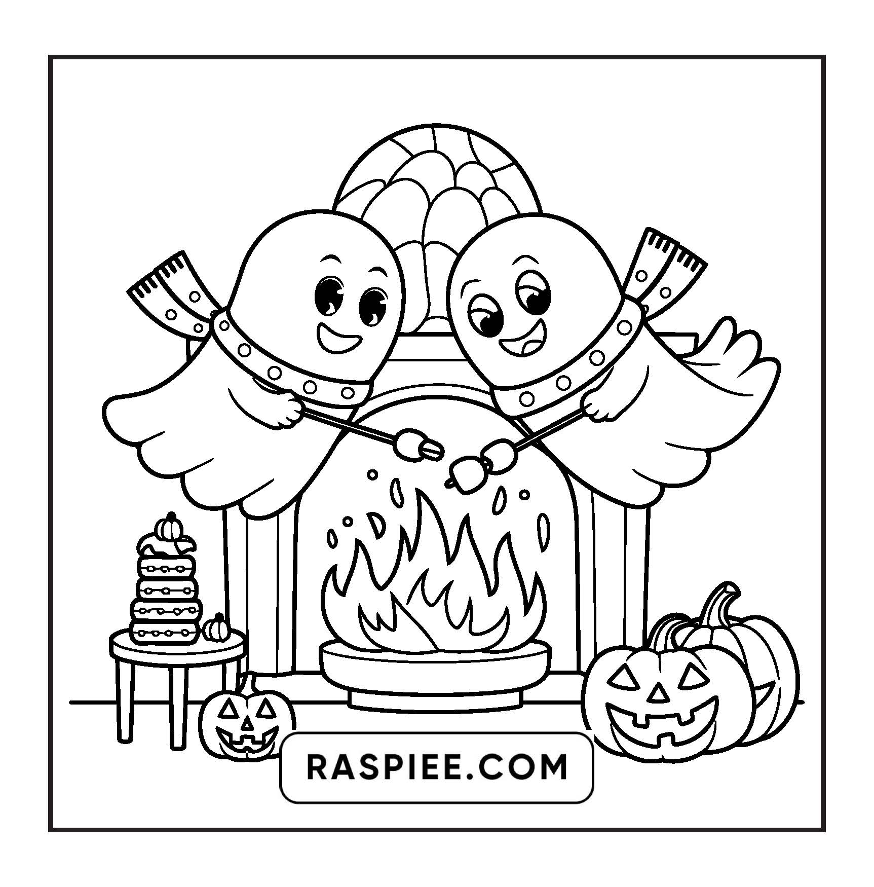 117 Bold and Easy Spooky Besties Halloween Coloring Pages