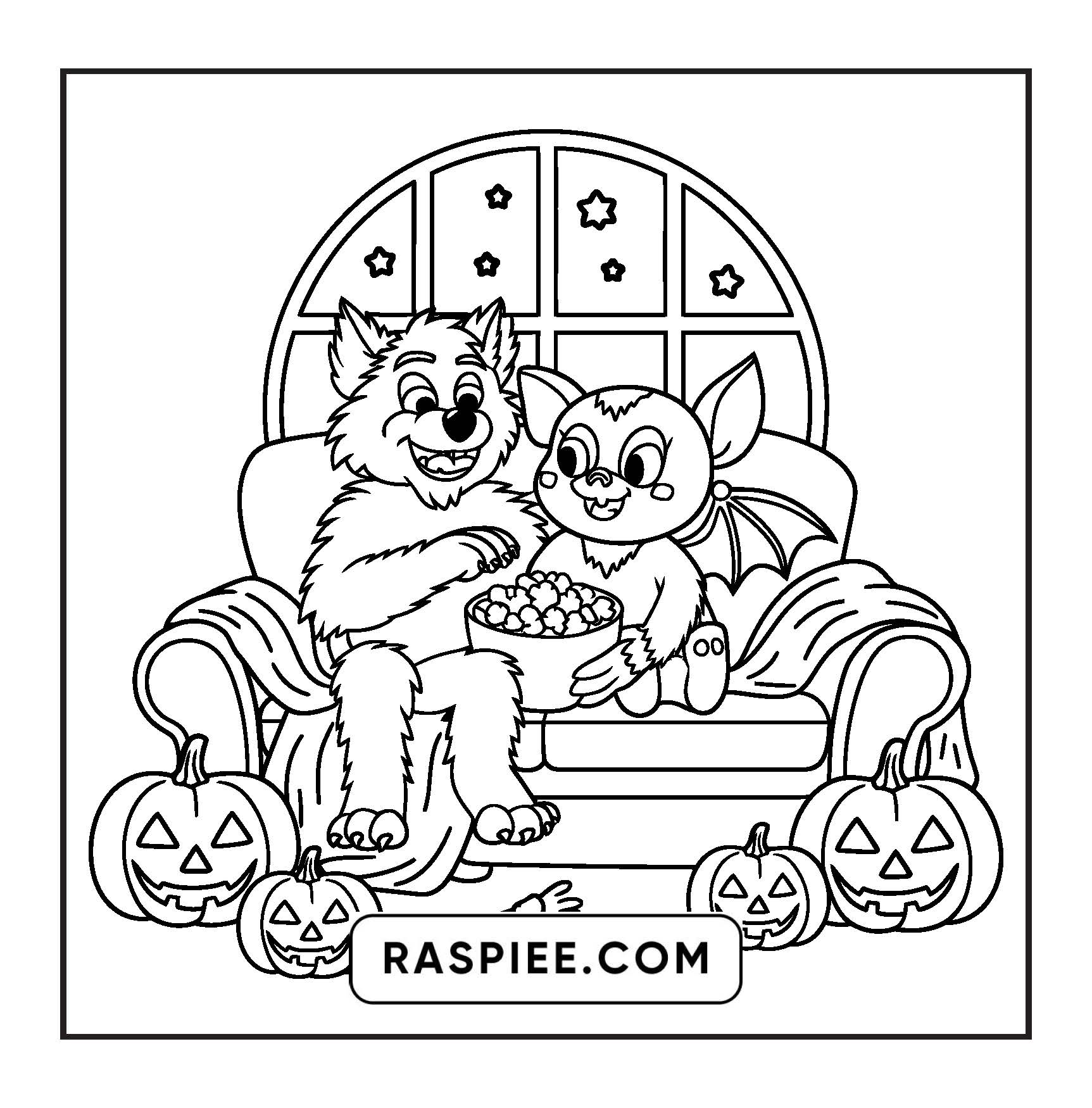 117 Bold and Easy Spooky Besties Halloween Coloring Pages