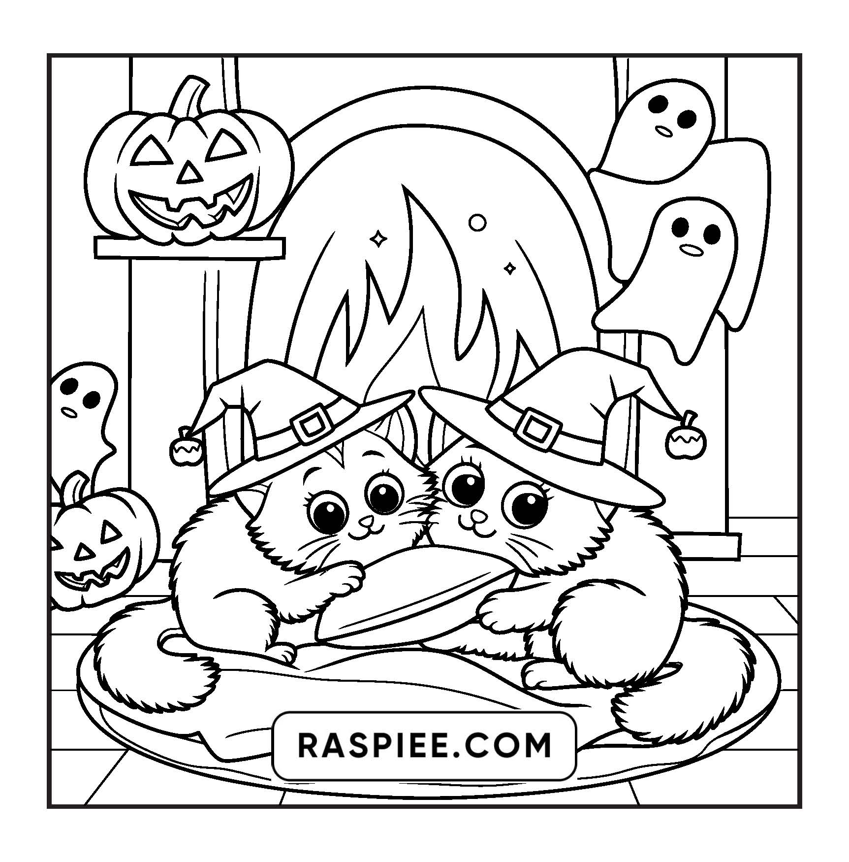 117 Bold and Easy Spooky Besties Halloween Coloring Pages