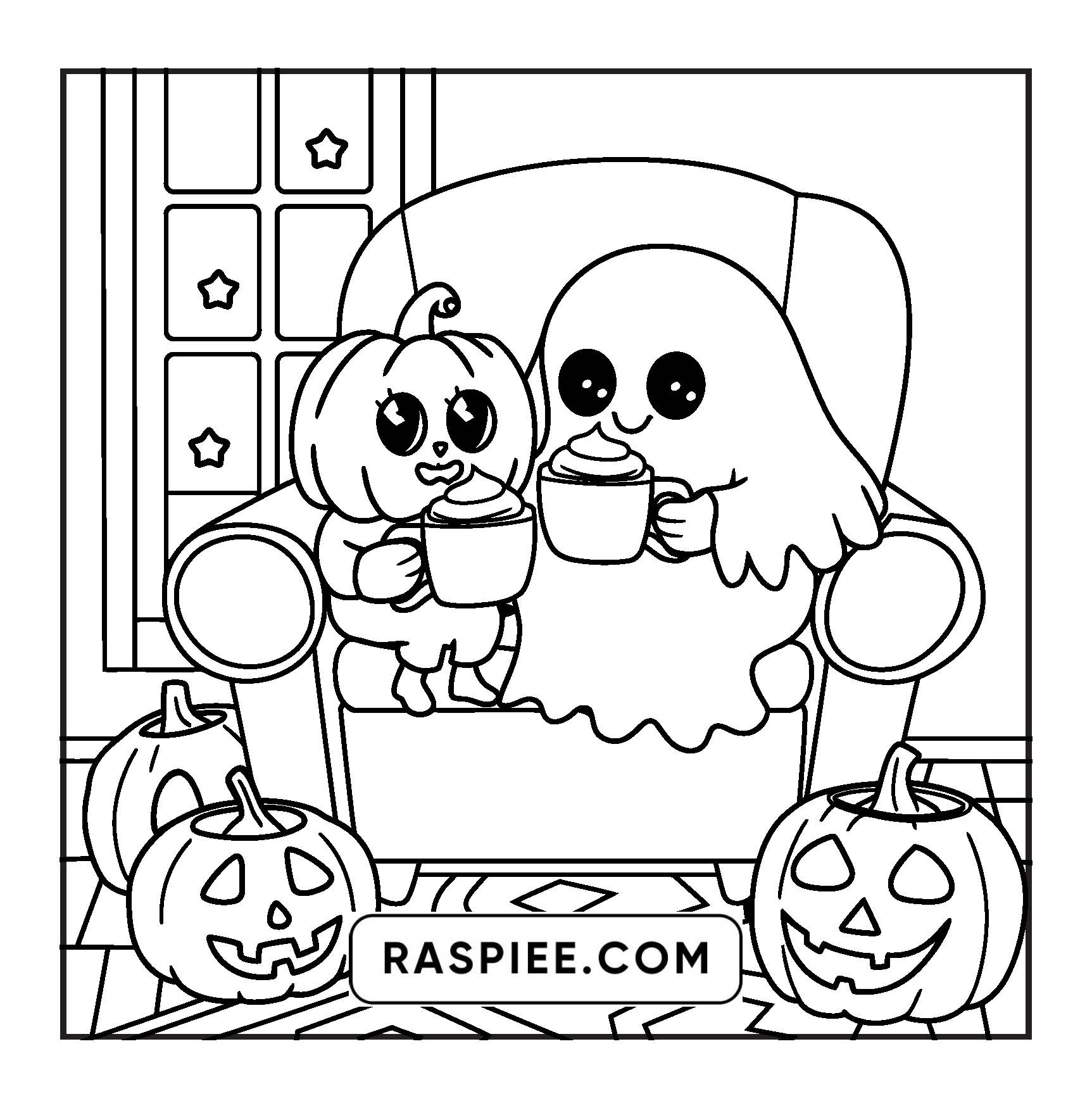 117 Bold and Easy Spooky Besties Halloween Coloring Pages