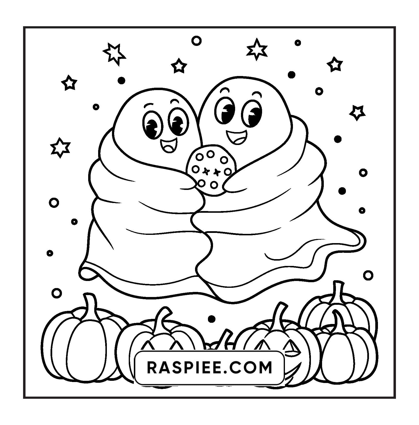 117 Bold and Easy Spooky Besties Halloween Coloring Pages