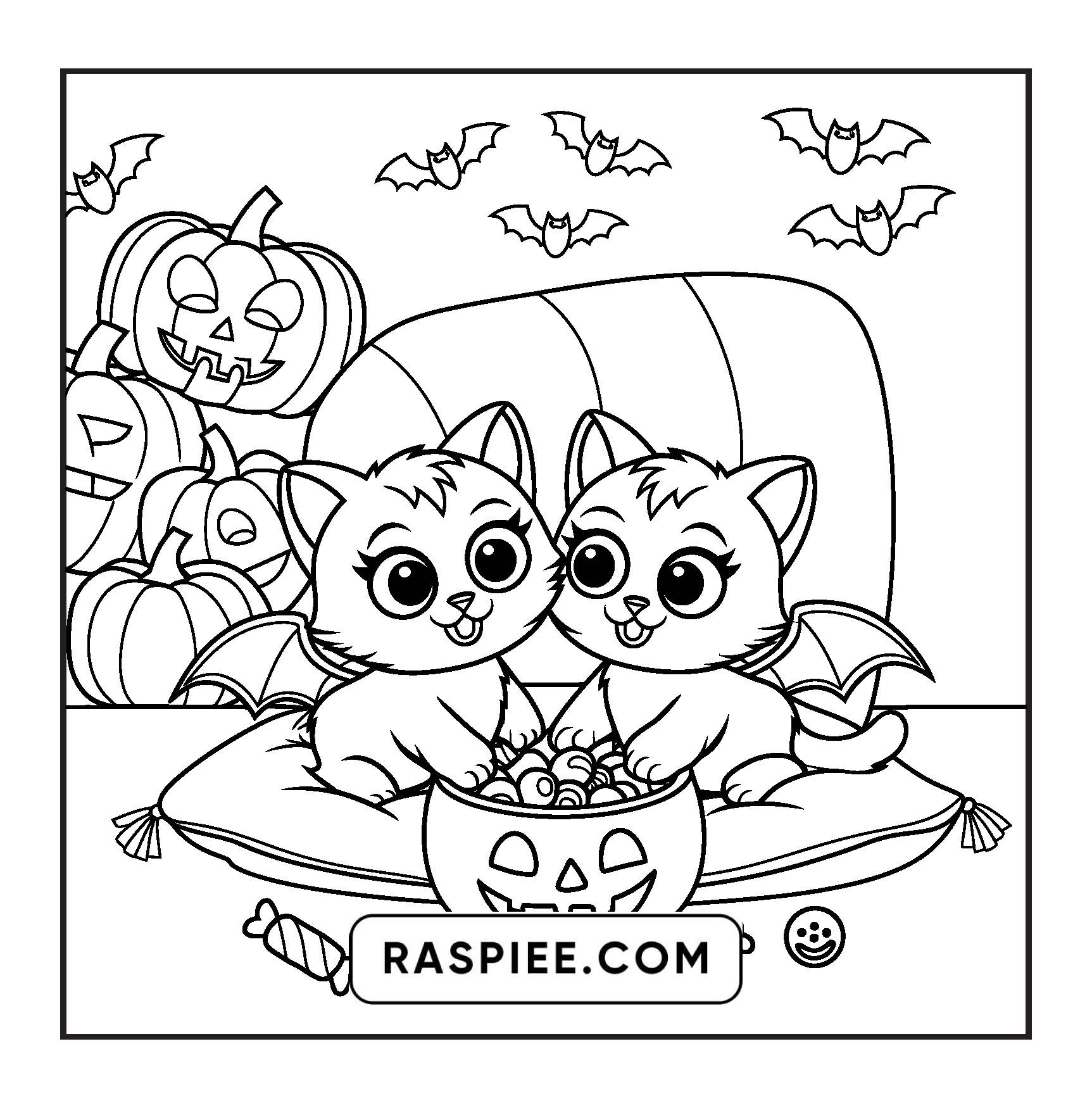 117 Bold and Easy Spooky Besties Halloween Coloring Pages