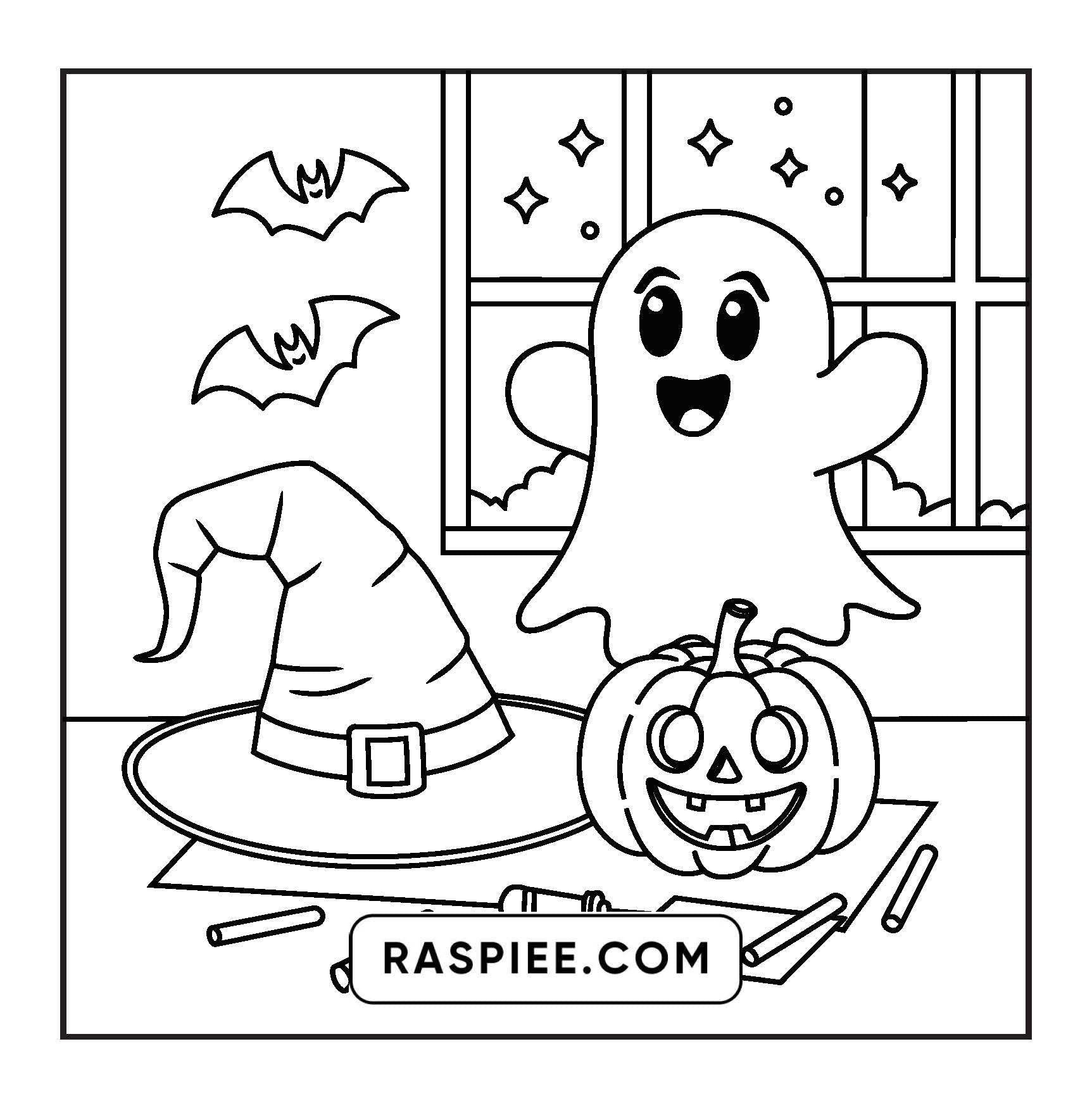 117 Bold and Easy Spooky Besties Halloween Coloring Pages