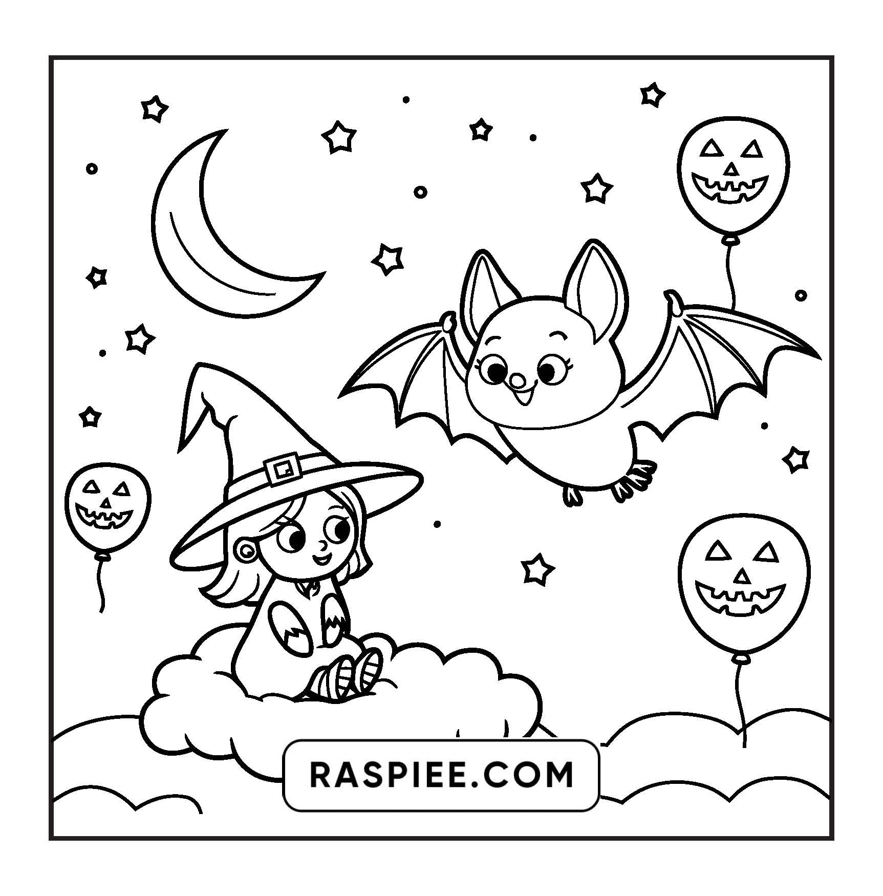117 Bold and Easy Spooky Besties Halloween Coloring Pages