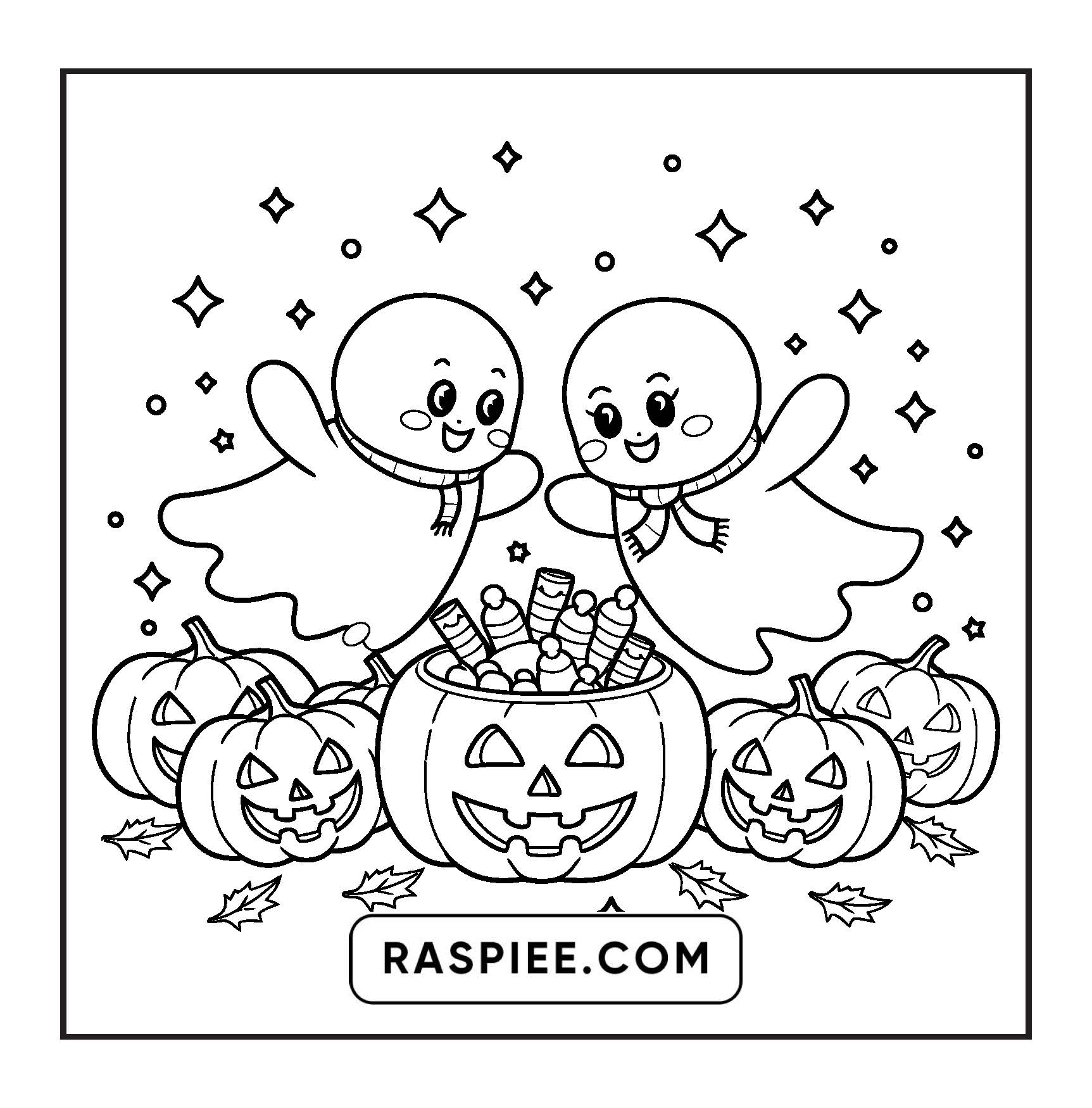 117 Bold and Easy Spooky Besties Halloween Coloring Pages