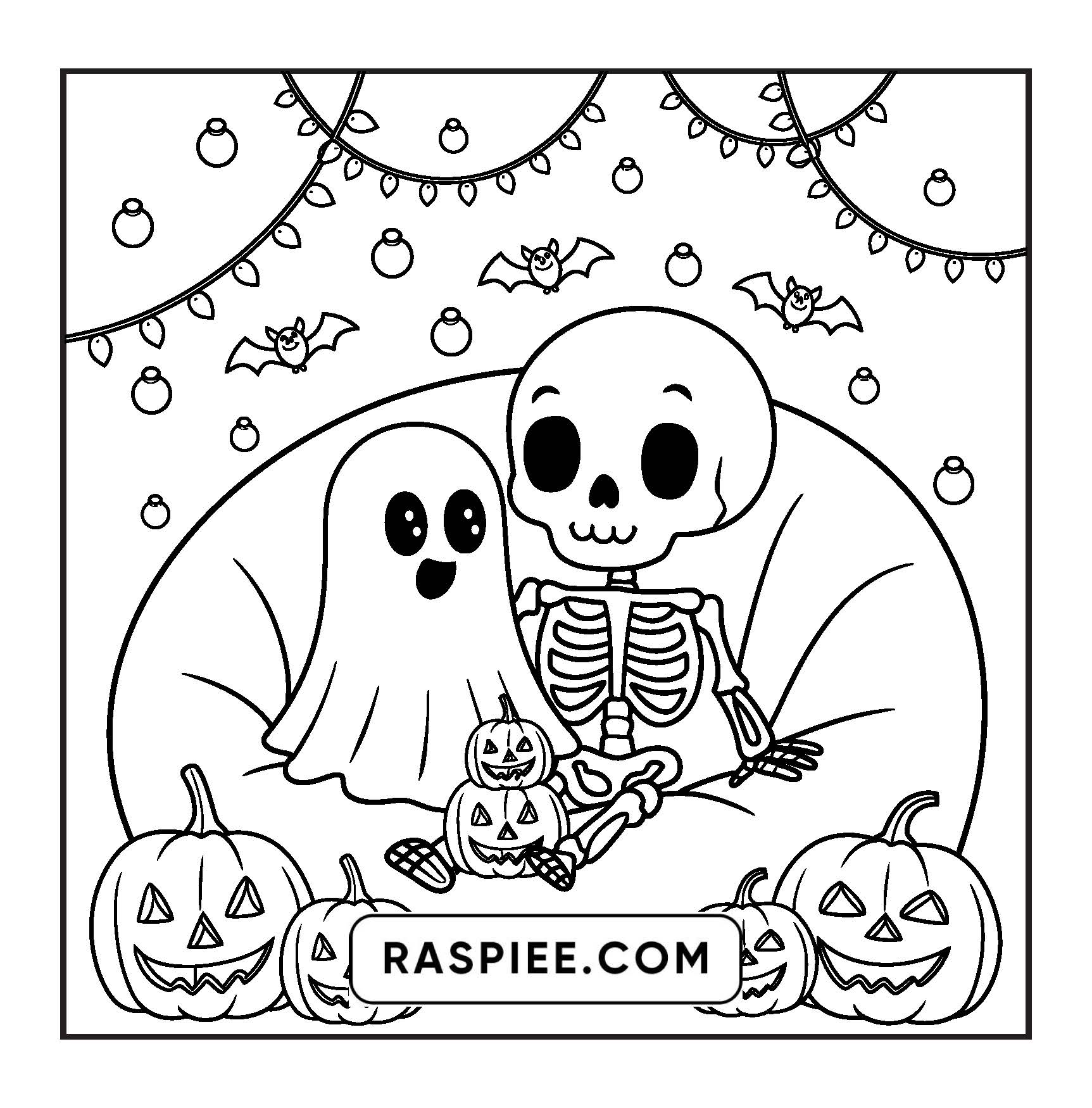 117 Bold and Easy Spooky Besties Halloween Coloring Pages