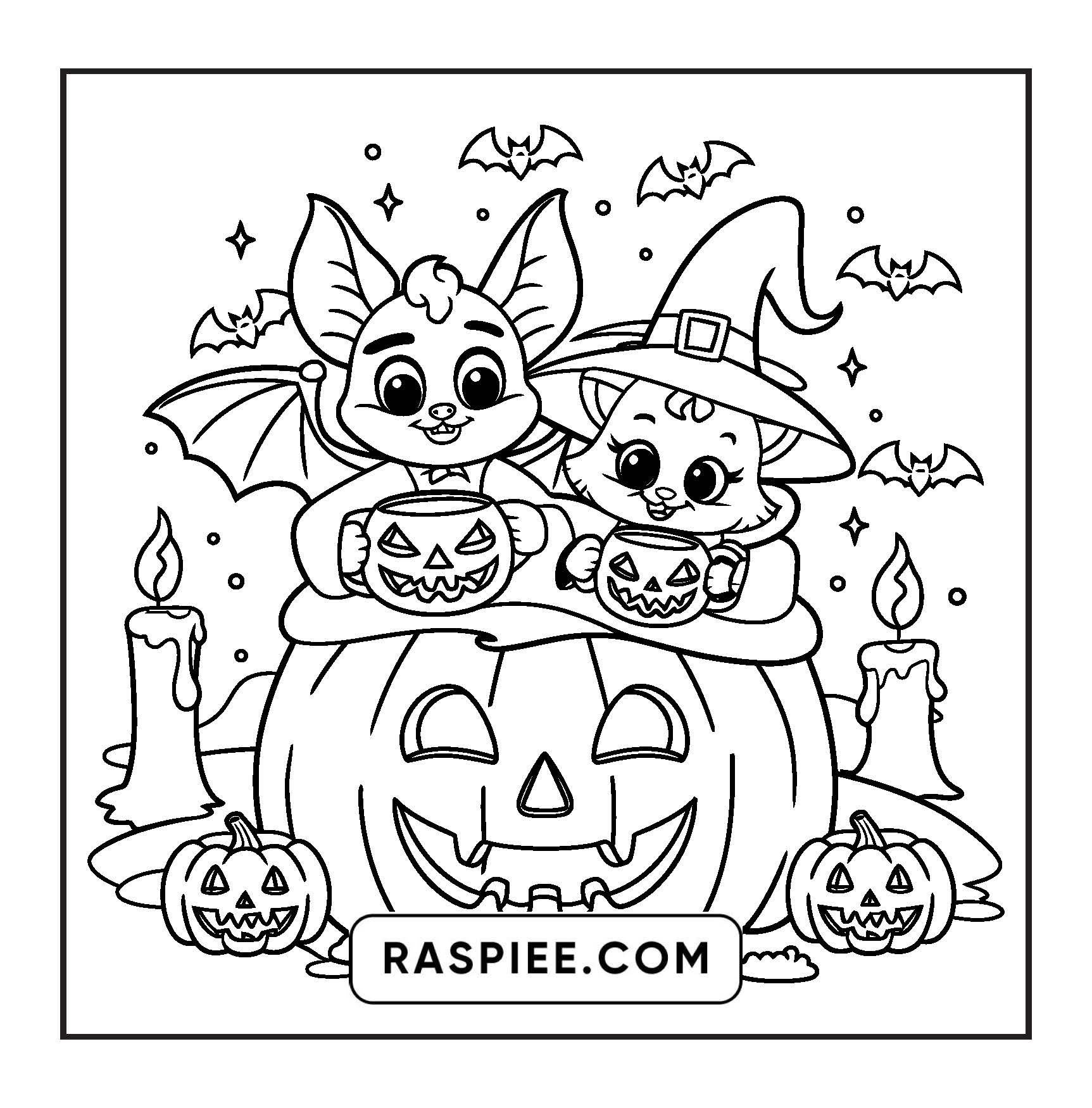 117 Bold and Easy Spooky Besties Halloween Coloring Pages