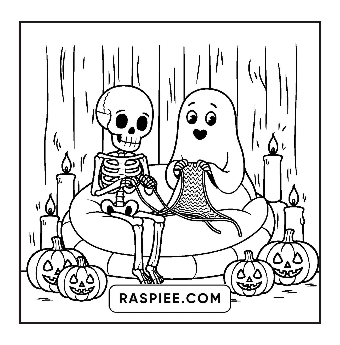 117 Bold and Easy Spooky Besties Halloween Coloring Pages
