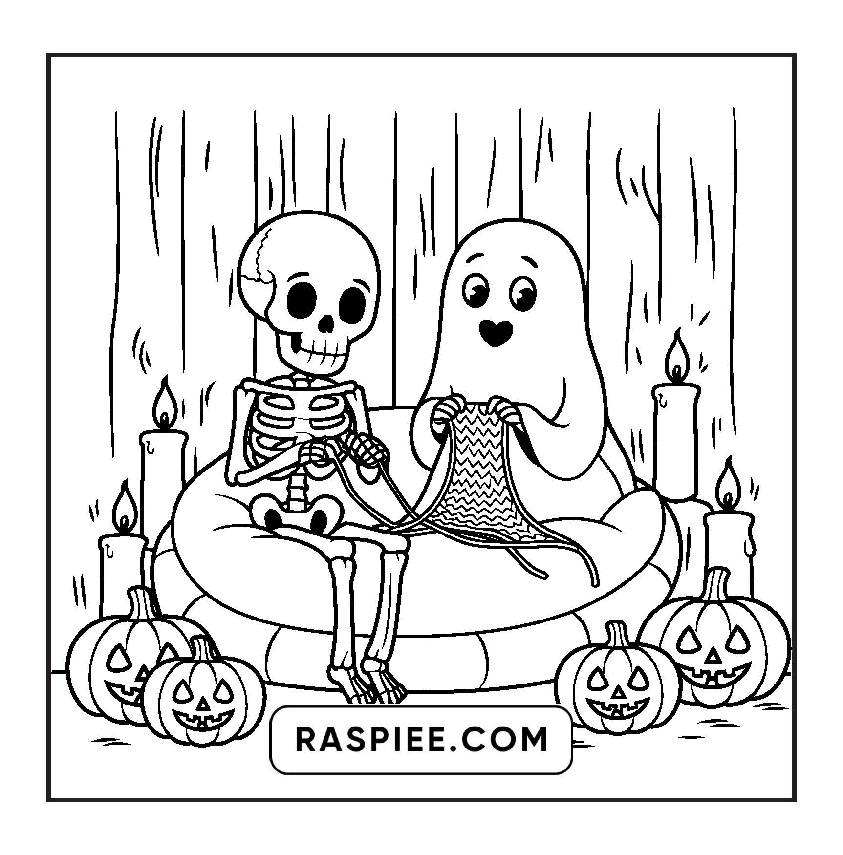 117 Bold and Easy Spooky Besties Halloween Coloring Pages