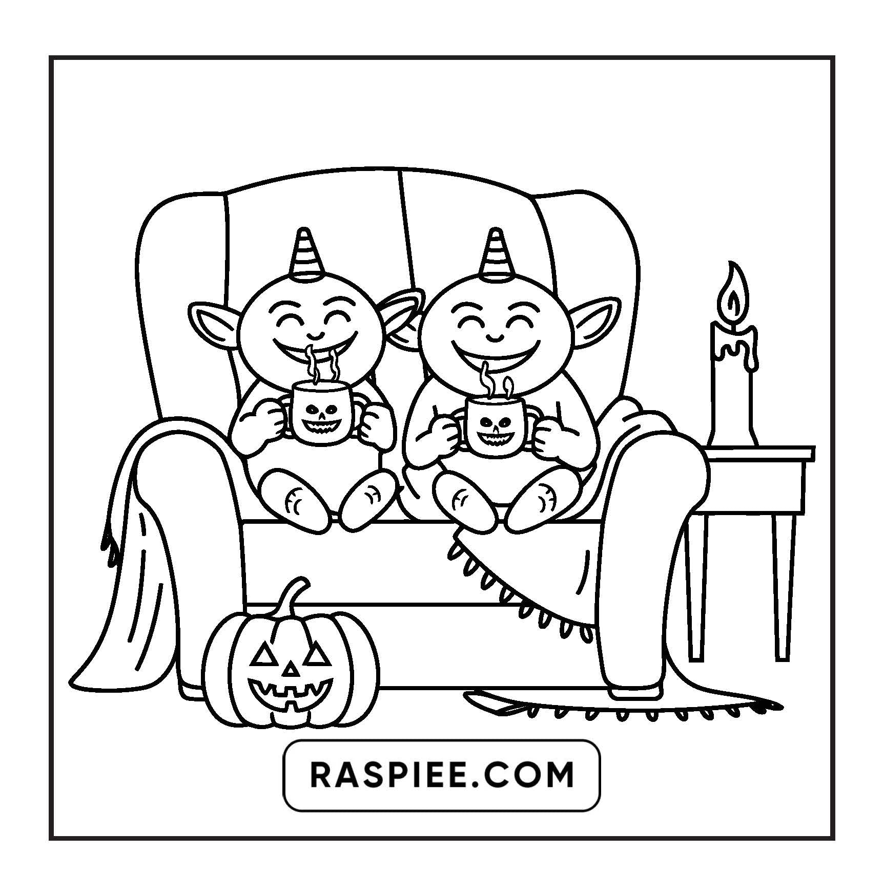 117 Bold and Easy Spooky Besties Halloween Coloring Pages