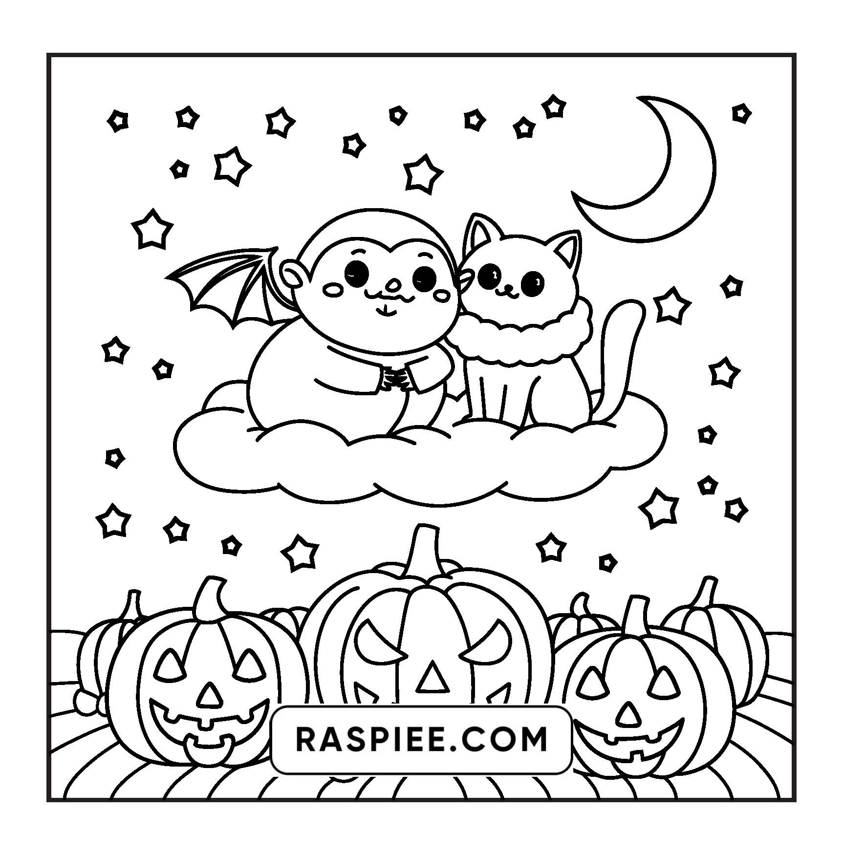 117 Bold and Easy Spooky Besties Halloween Coloring Pages