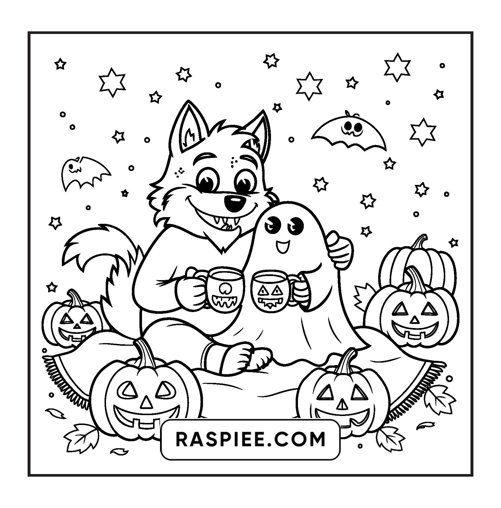 117 Bold and Easy Spooky Besties Halloween Coloring Pages