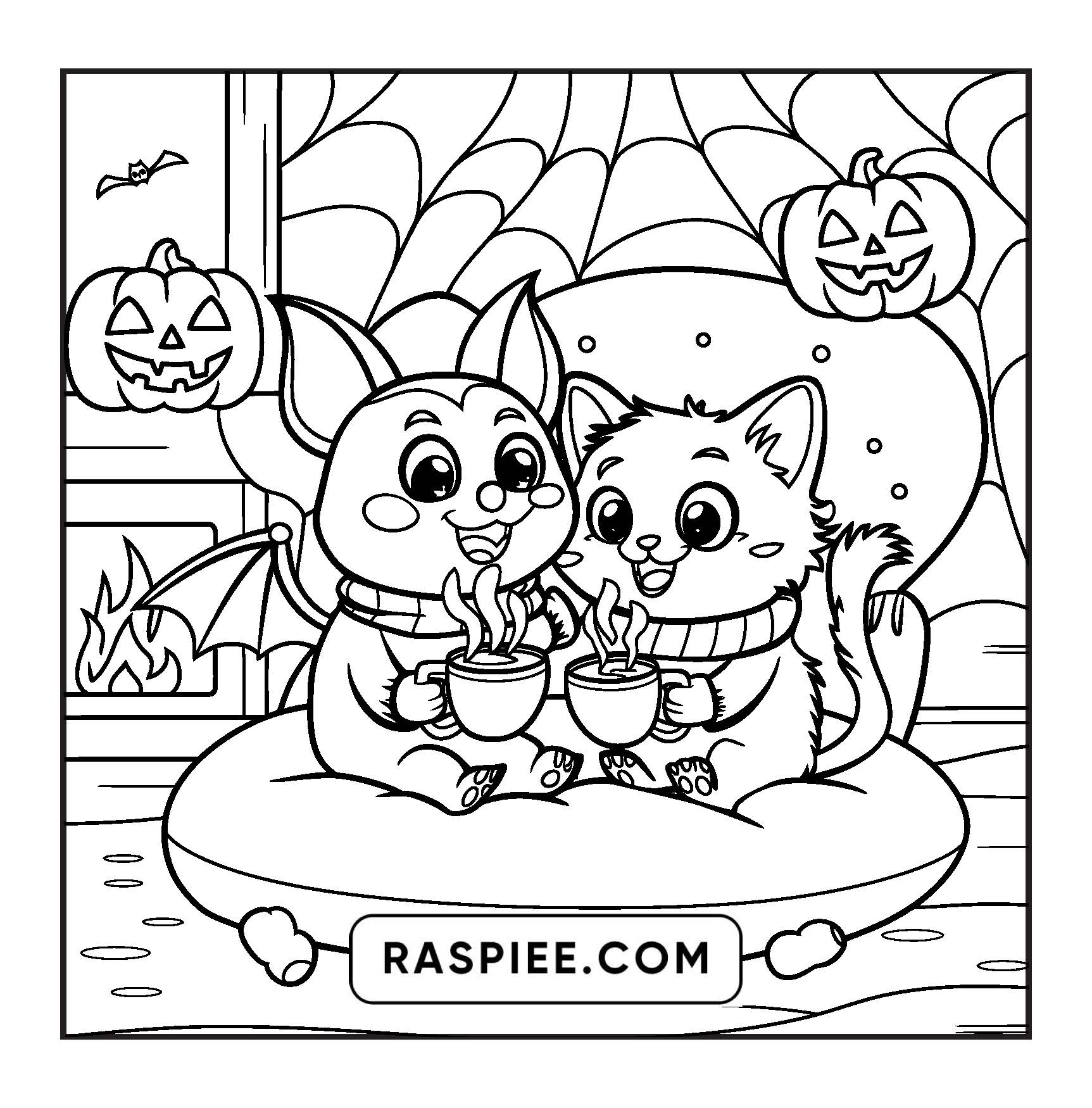 117 Bold and Easy Spooky Besties Halloween Coloring Pages