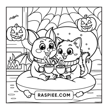 117 Bold and Easy Spooky Besties Halloween Coloring Pages