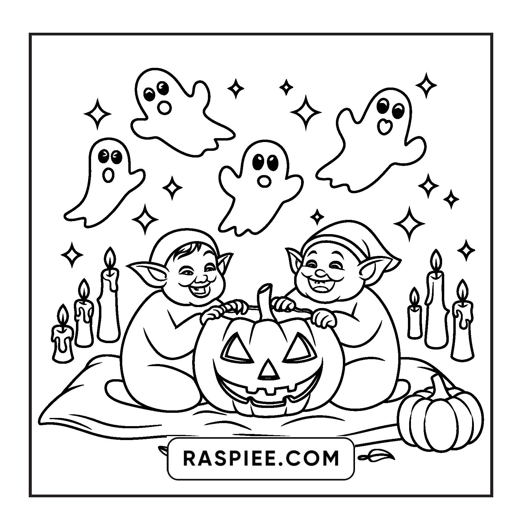 117 Bold and Easy Spooky Besties Halloween Coloring Pages
