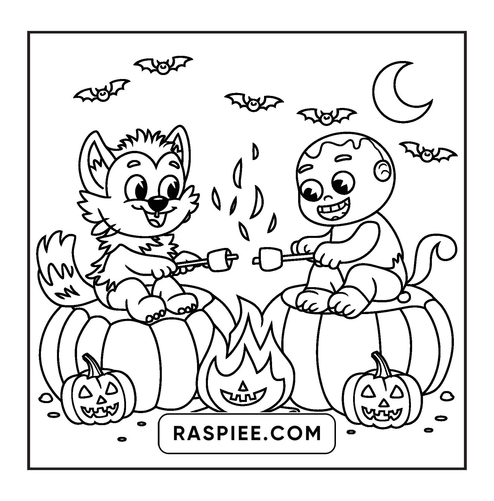 117 Bold and Easy Spooky Besties Halloween Coloring Pages