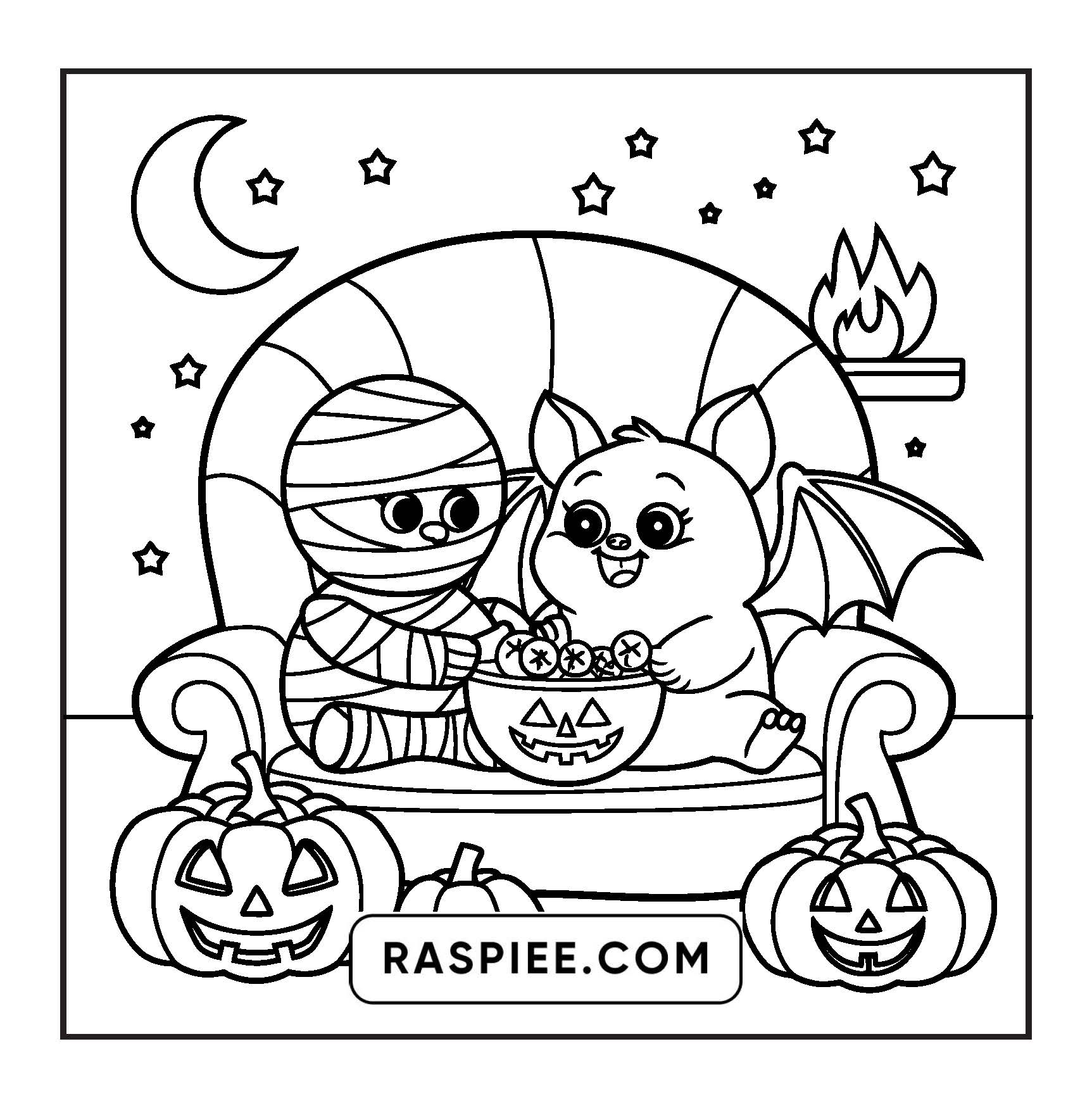 117 Bold and Easy Spooky Besties Halloween Coloring Pages