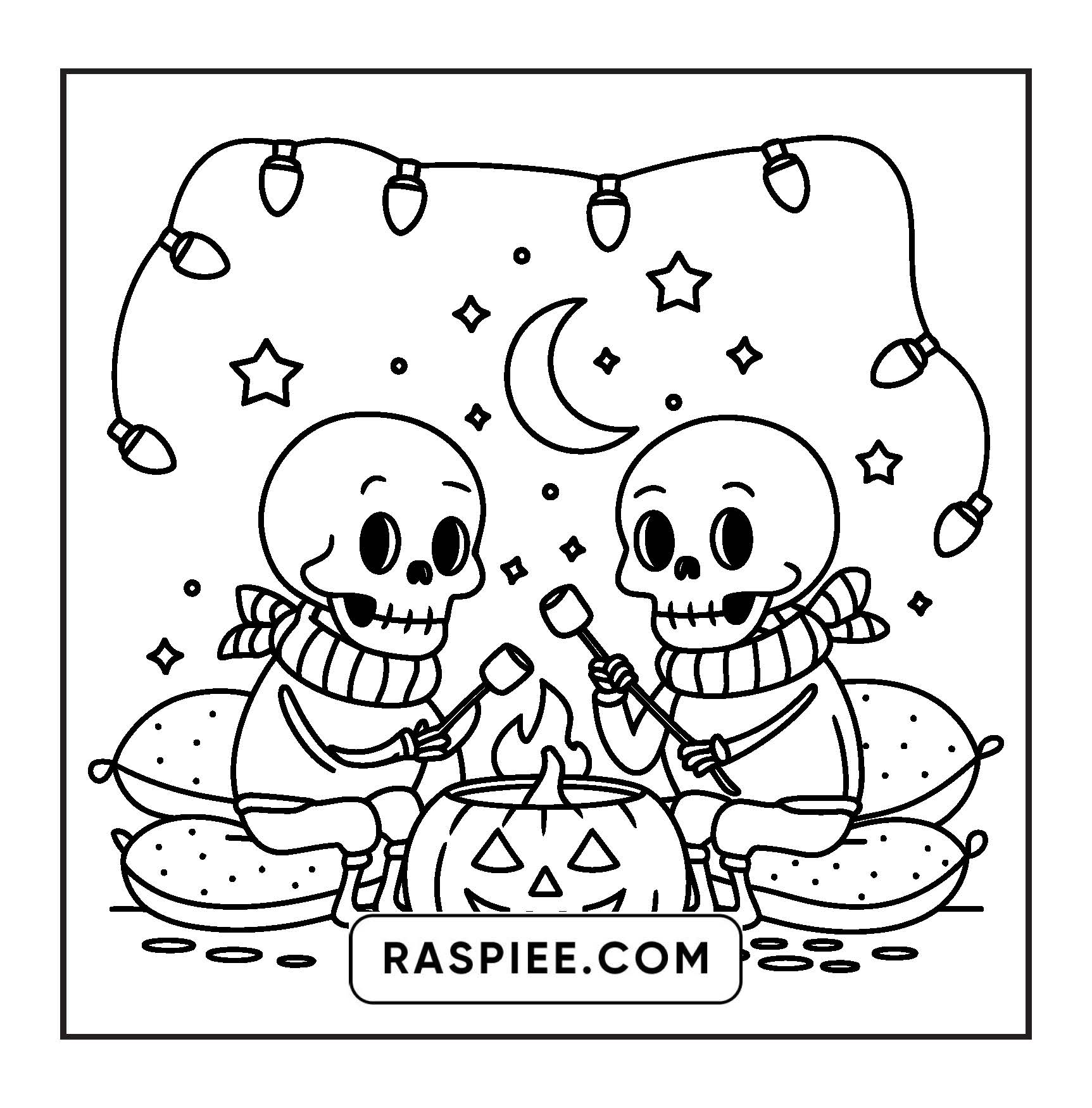 117 Bold and Easy Spooky Besties Halloween Coloring Pages