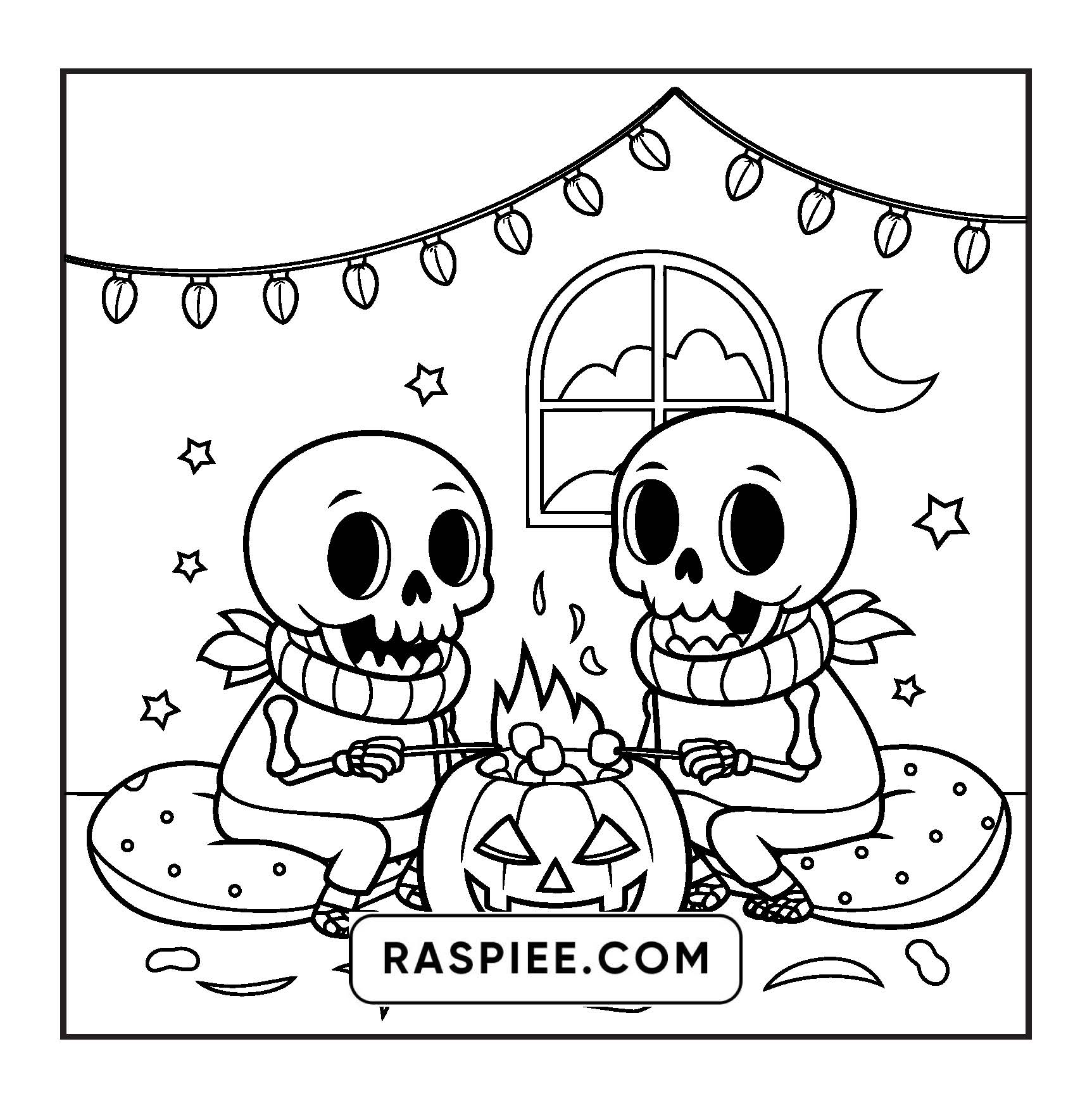 117 Bold and Easy Spooky Besties Halloween Coloring Pages