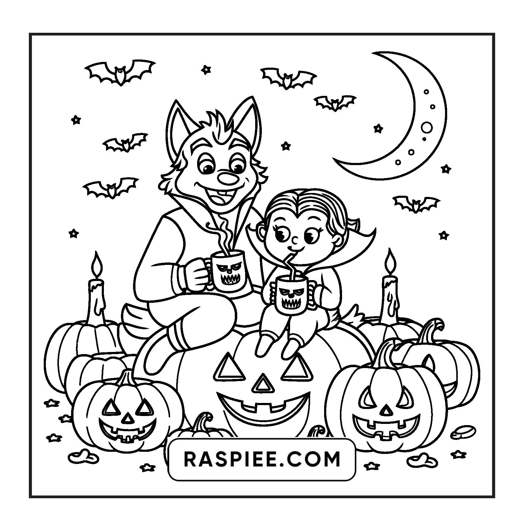 117 Bold and Easy Spooky Besties Halloween Coloring Pages