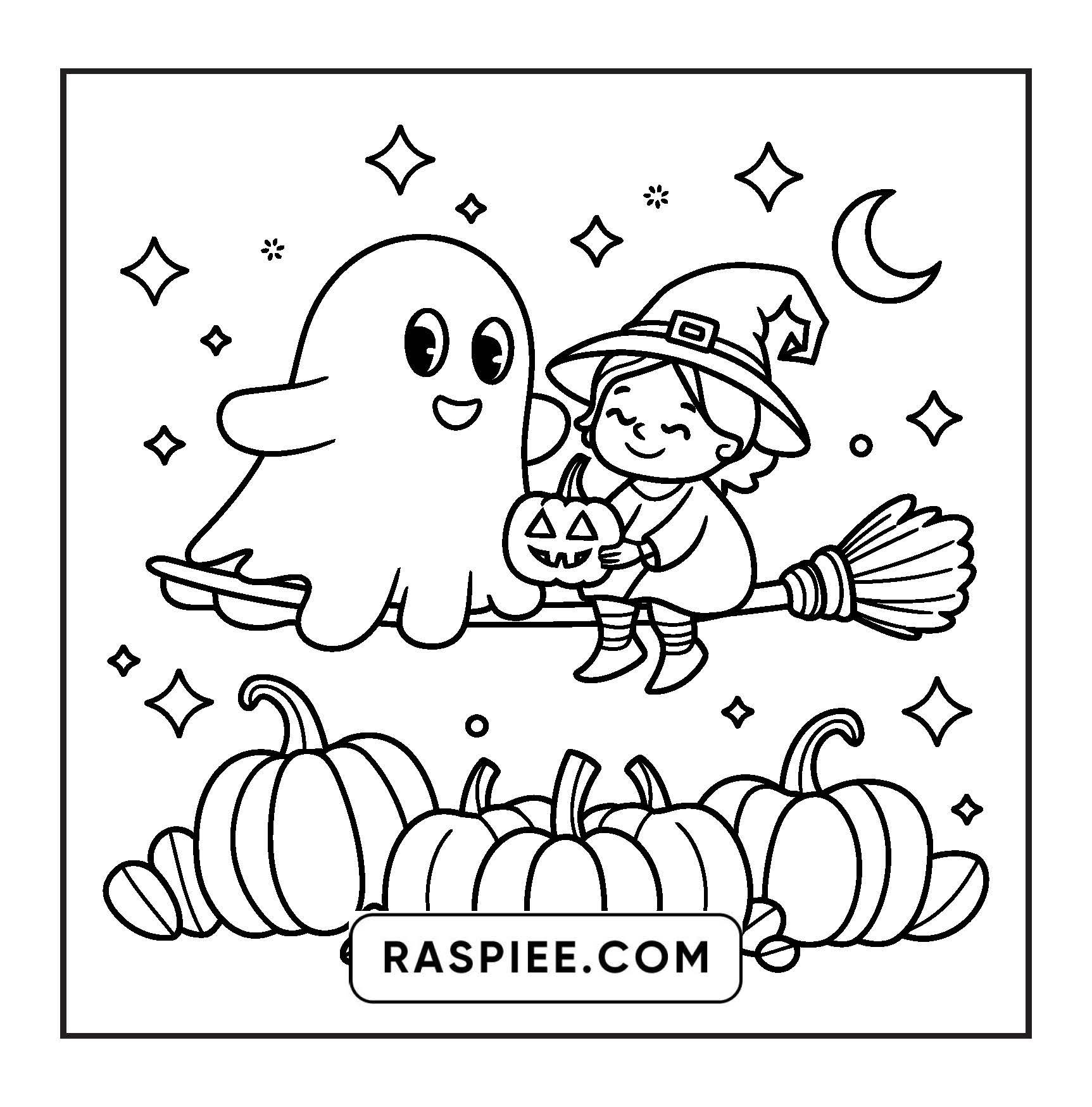 117 Bold and Easy Spooky Besties Halloween Coloring Pages