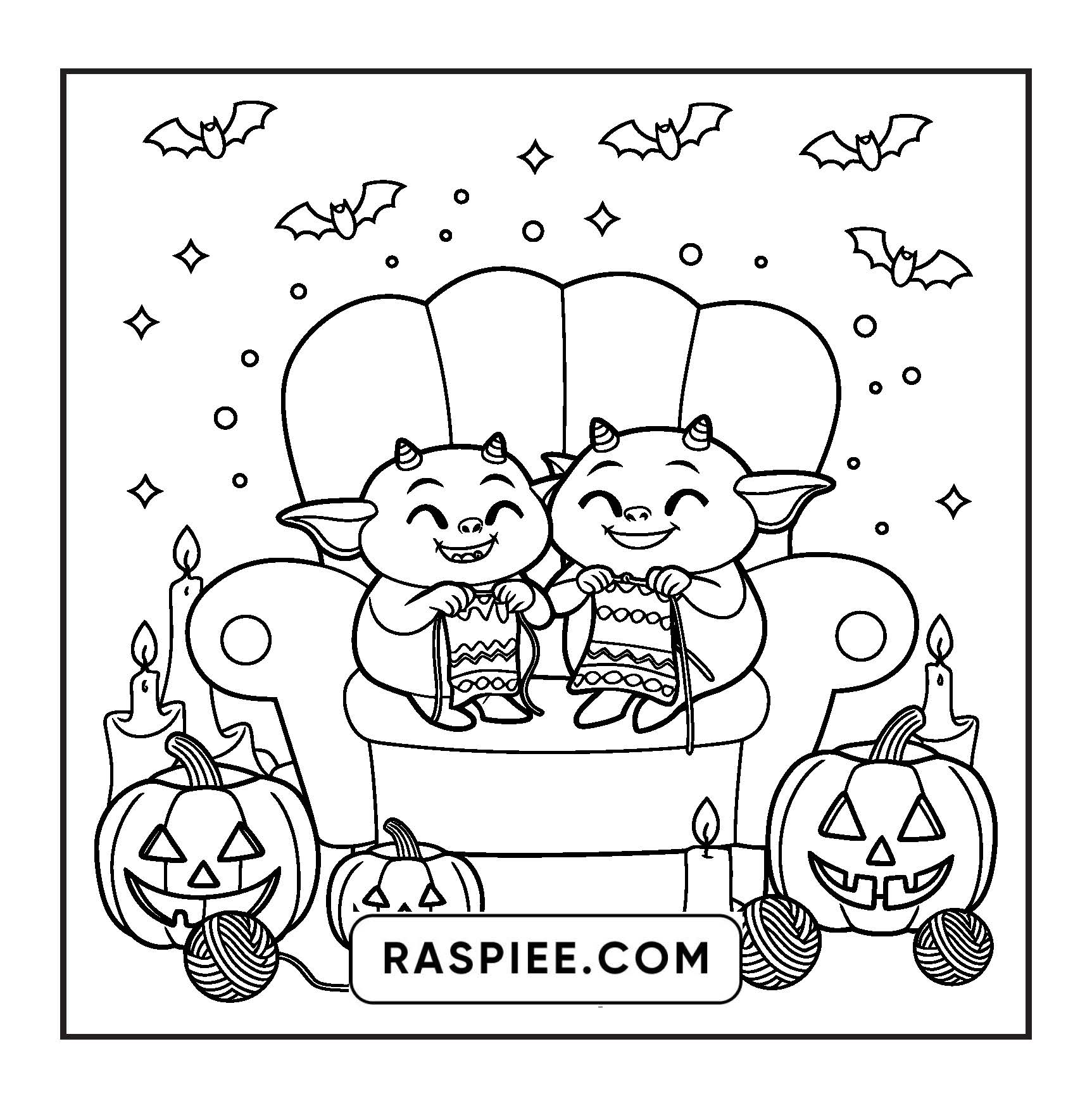117 Bold and Easy Spooky Besties Halloween Coloring Pages