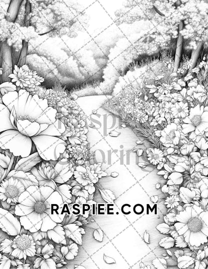 Fall Flowers Adult Coloring Pages Printable PDF Instant Download