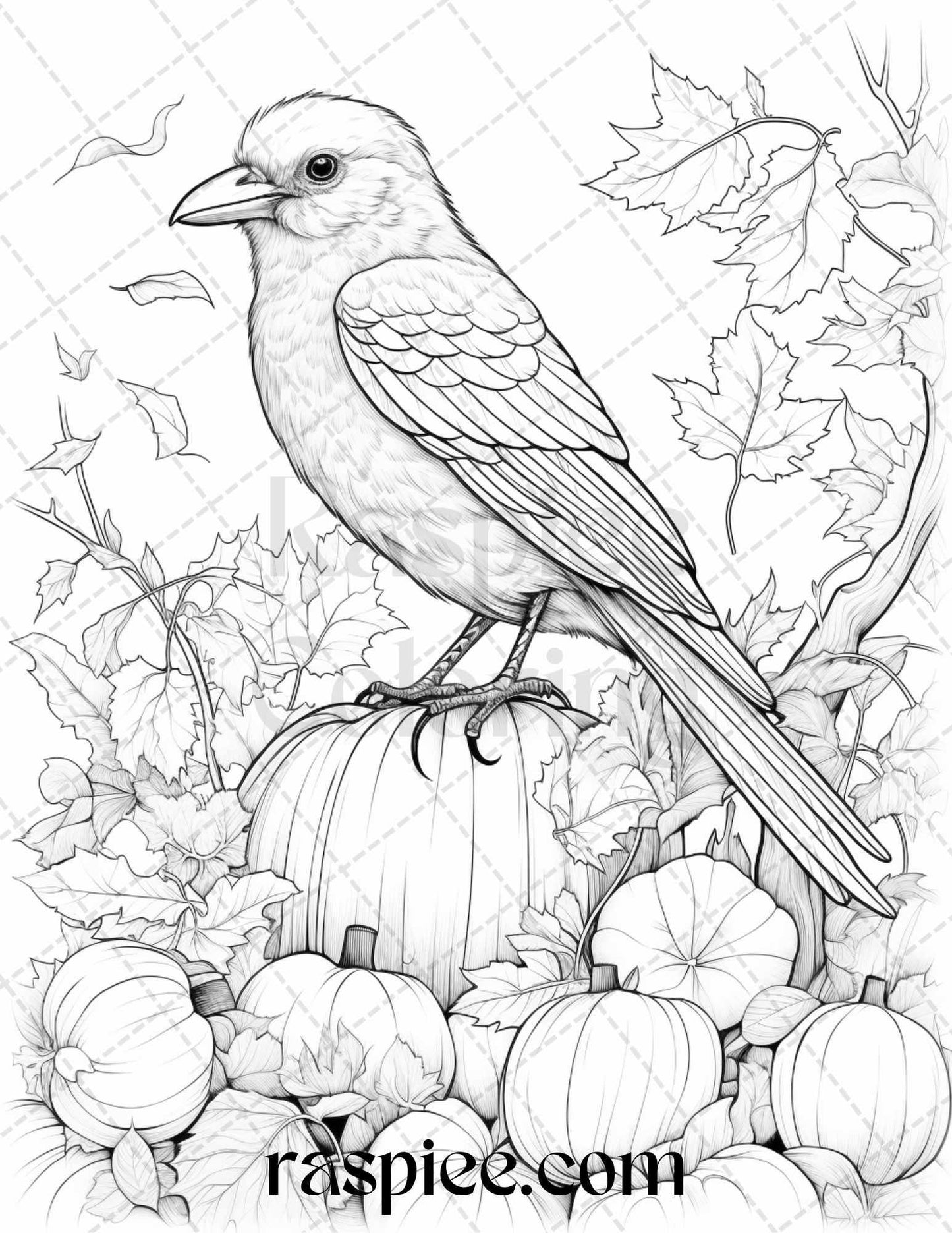 Autumn Animals Grayscale Coloring Pages for Adults and Kids, Printable PDF File Instant Download