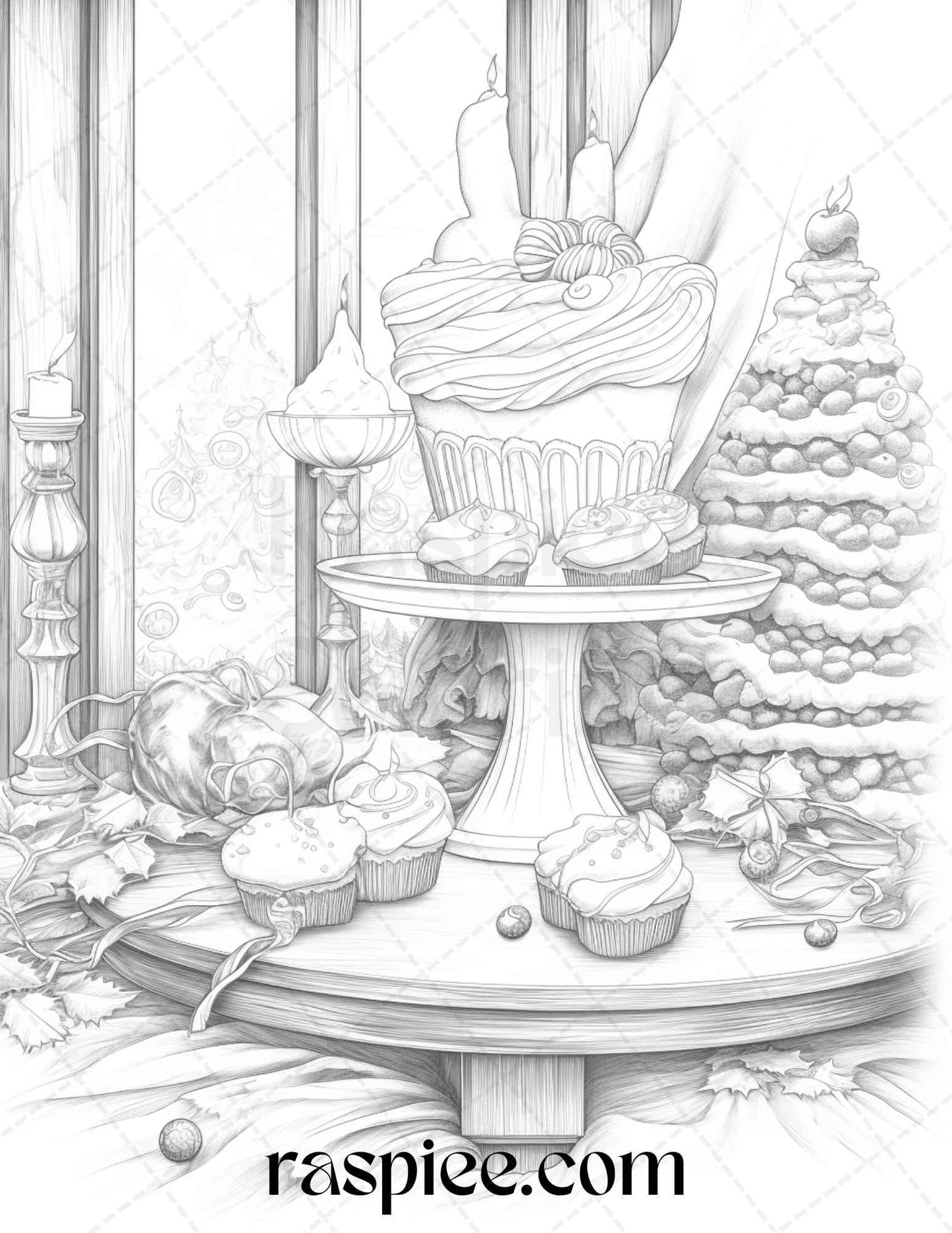 90 Merry Christmas Grayscale Coloring Pages Printable for Adults, PDF File Instant Download