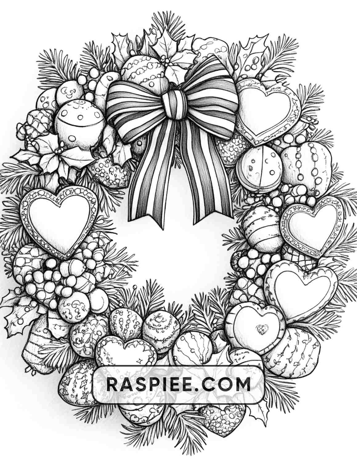 72 Christmas Wreaths Adult Coloring Pages