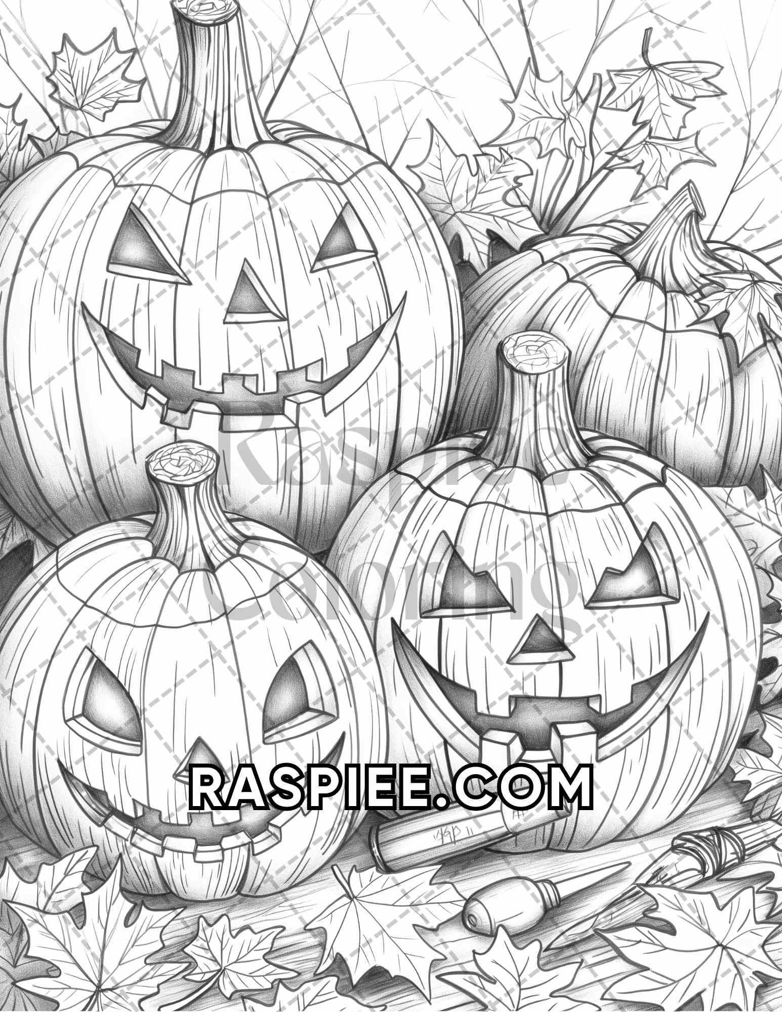 60 Relaxing Autumn Grayscale Adult Coloring Pages Printable PDF Instant Download