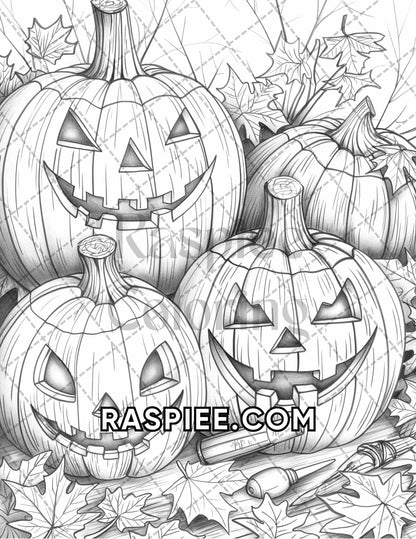 60 Relaxing Autumn Grayscale Adult Coloring Pages Printable PDF Instant Download