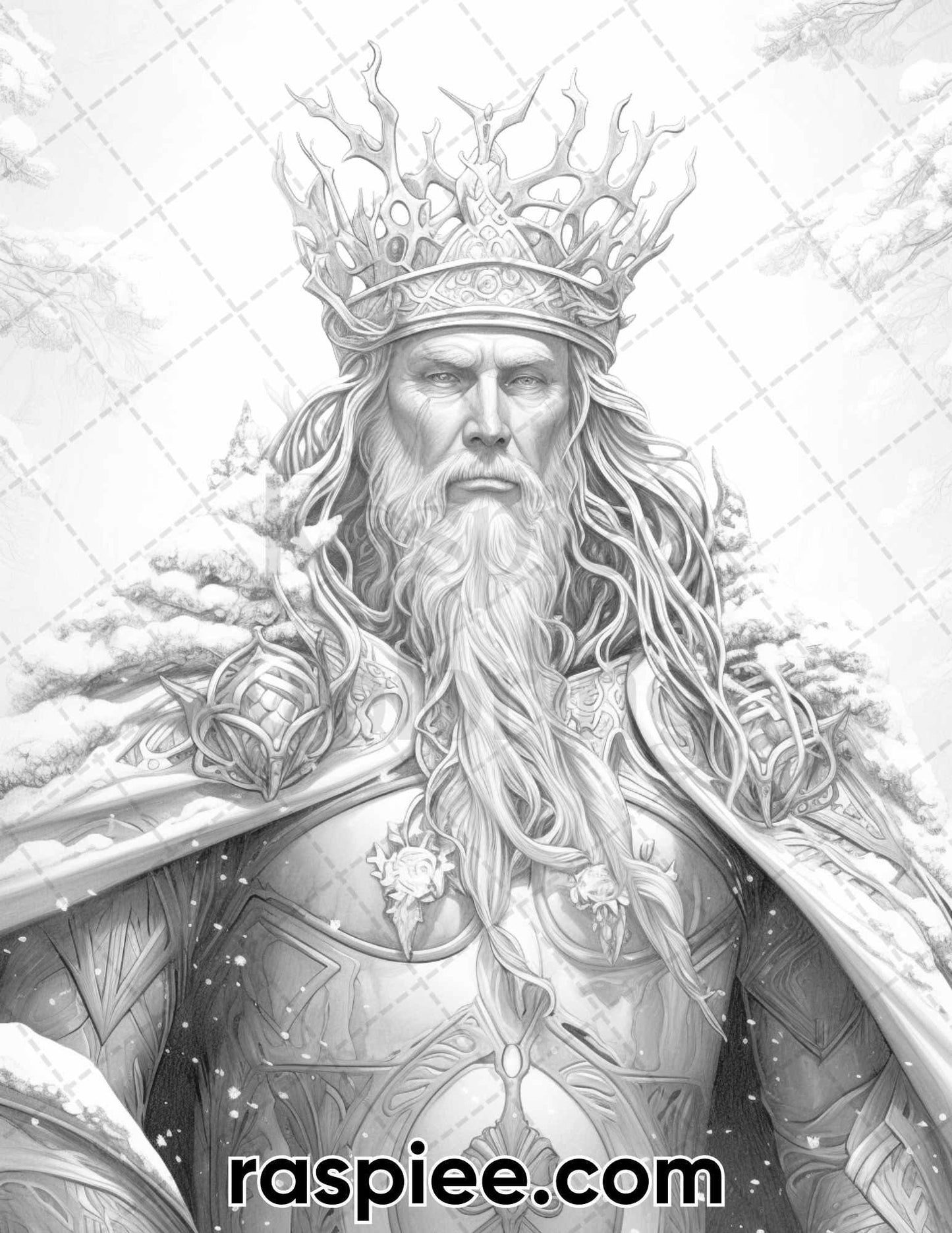 50 Winter Wonderland Grayscale Coloring Pages for Adults, Printable PDF Instant Download