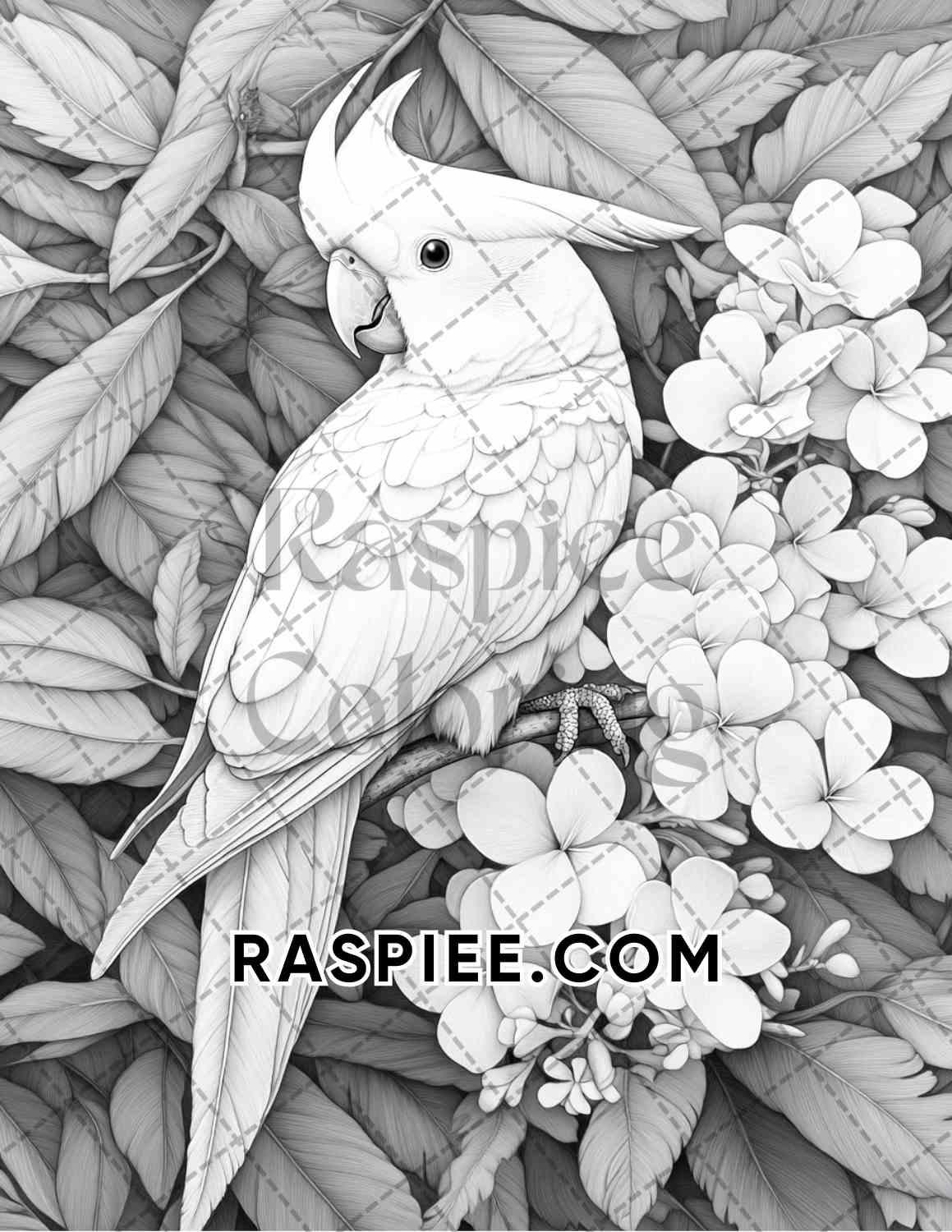 Flowers and Birds Adult Coloring Pages Printable PDF Instant Download