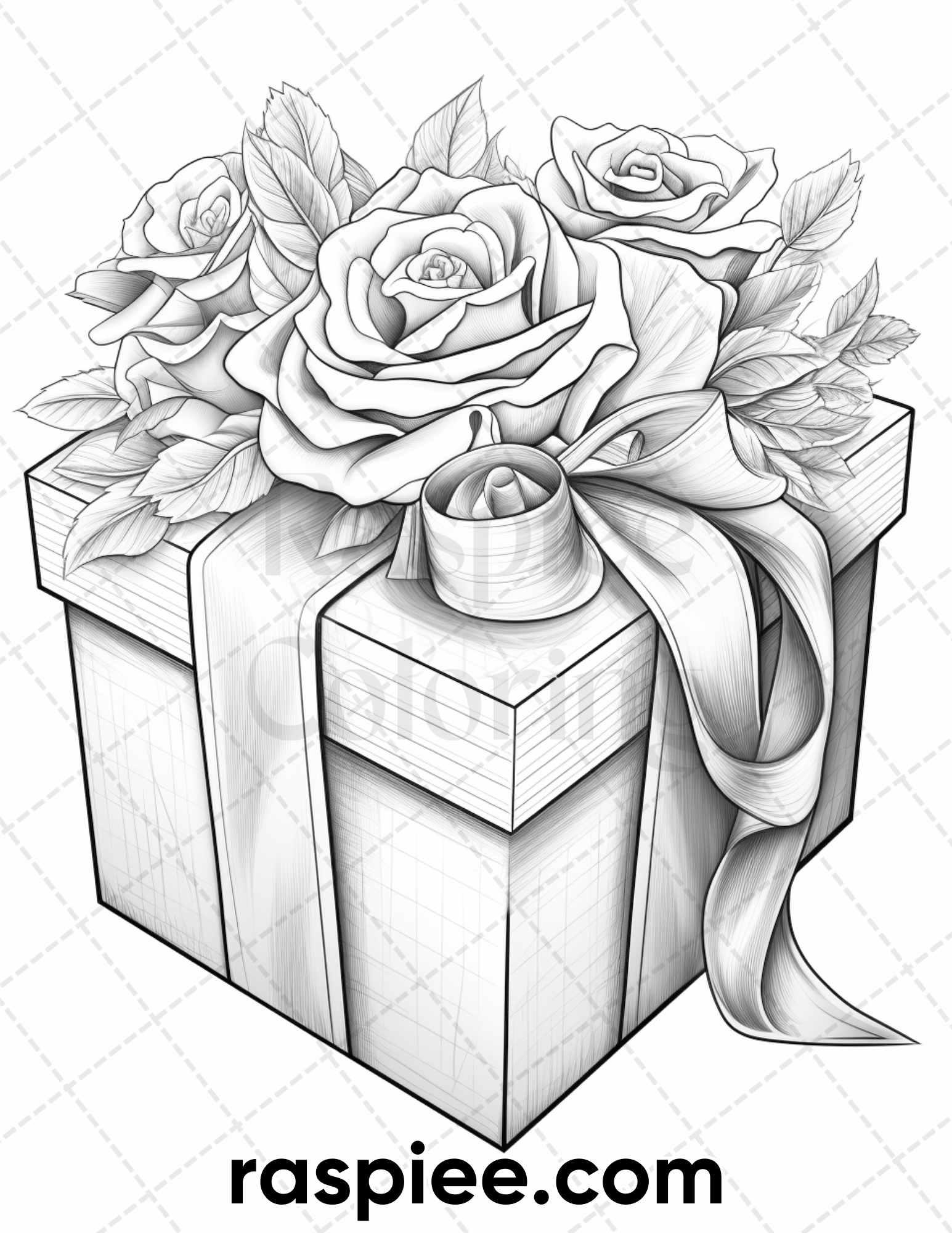 50 Sweet Valentine Grayscale Adult Coloring Pages, Printable PDF Instant Download
