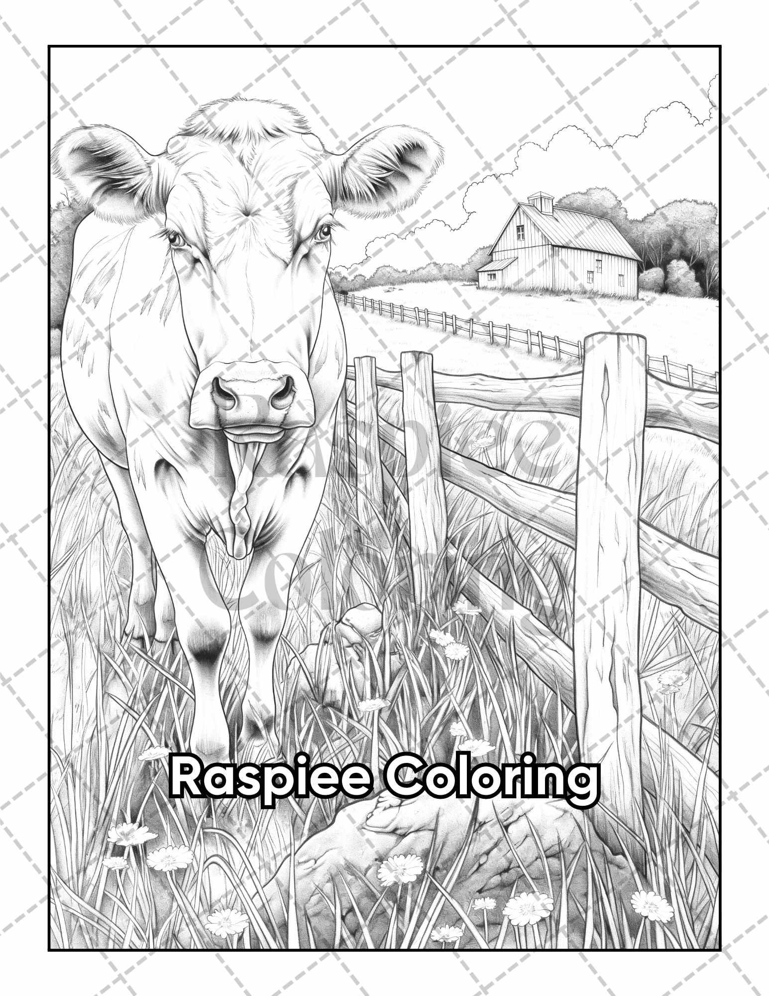 50 Country Farm Scenes Adult Coloring Pages Printable PDF Instant Download