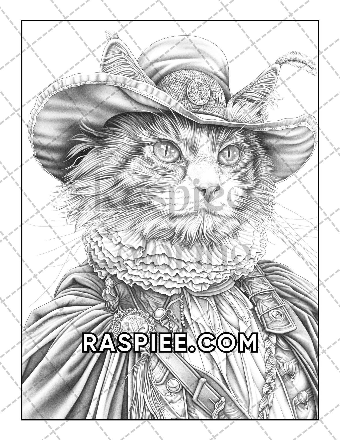 60 Cats Dressed Up Adult Coloring Pages Printable PDF Instant Download