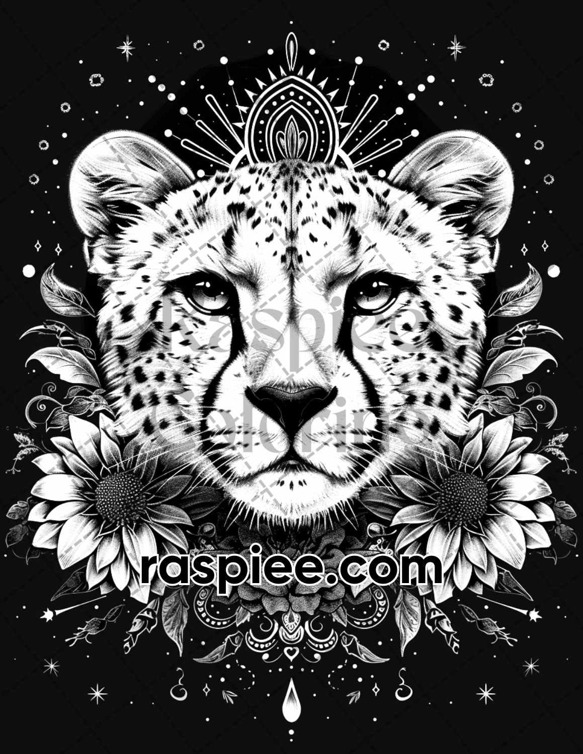 87 Spirit Animals Grayscale Adult Coloring Pages Printable PDF Instant Download