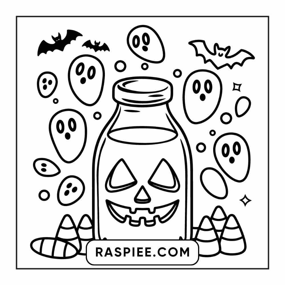 100 Bold Easy Spooky Food & Drinks Coloring Pages Printable PDF Instant Download