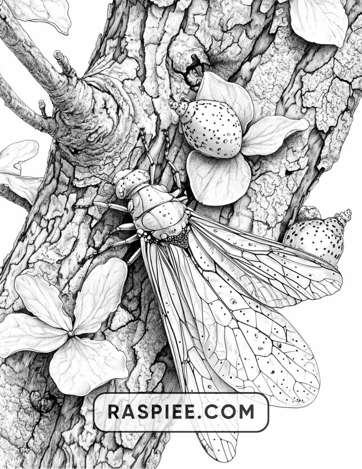 Insects and Flowers Adult Coloring Pages