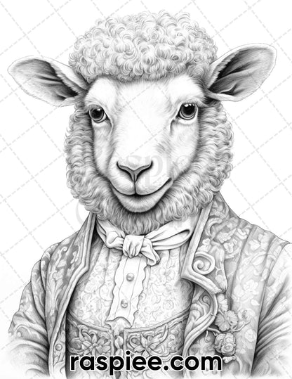 80 Gothic Animals Grayscale Adult Coloring Pages, Printable PDF Instant Download