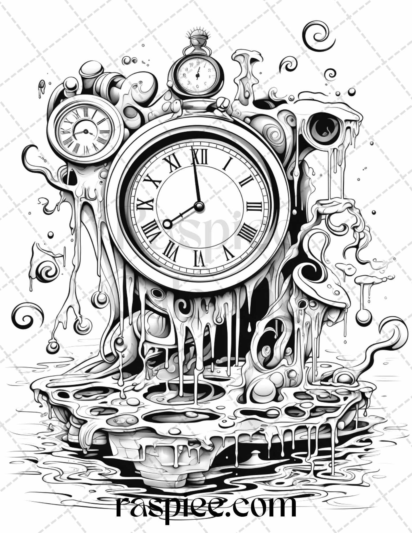 60 Enchanting Surrealism Grayscale Coloring Pages Printable for Adults, PDF File Instant Download