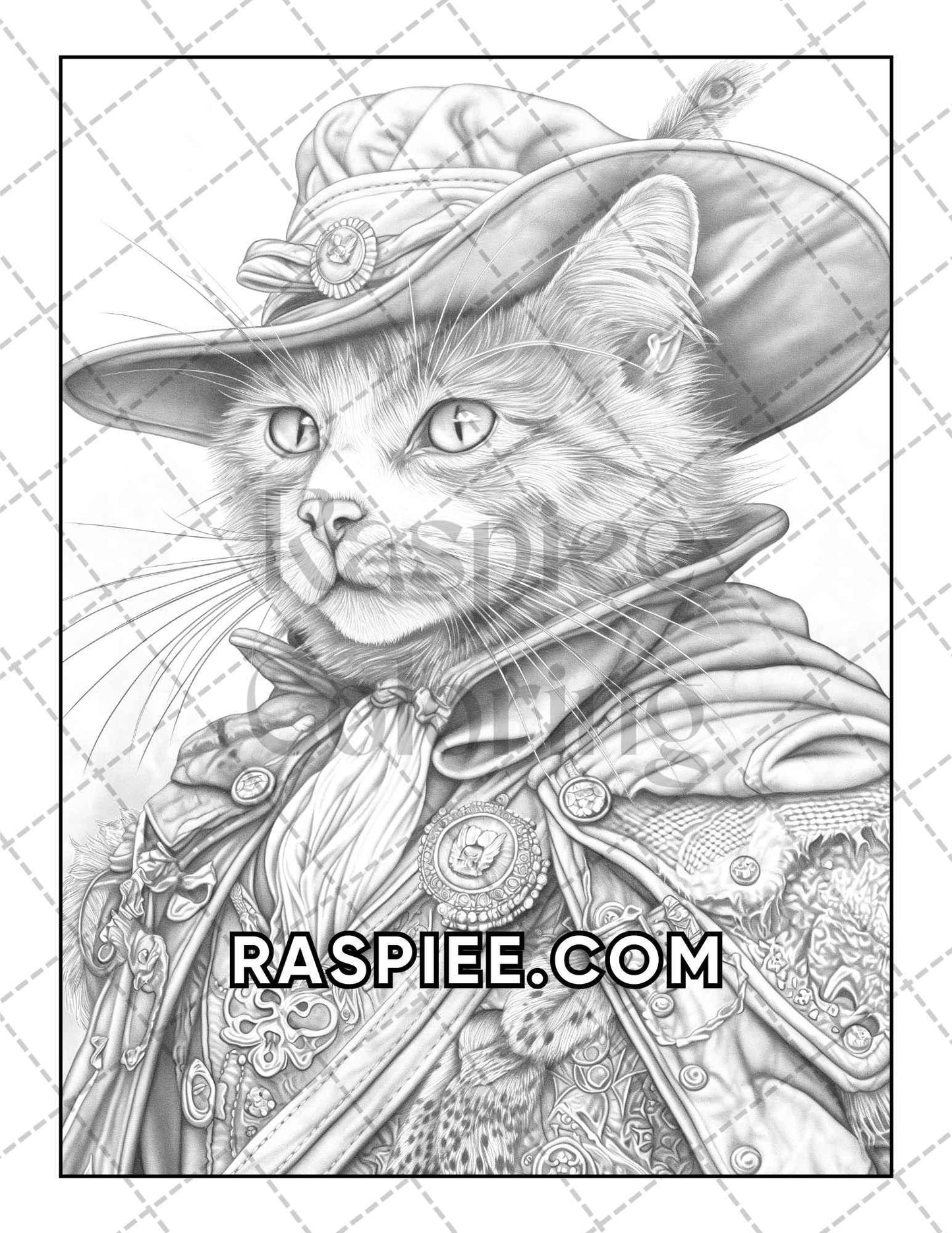 60 Cats Dressed Up Adult Coloring Pages Printable PDF Instant Download