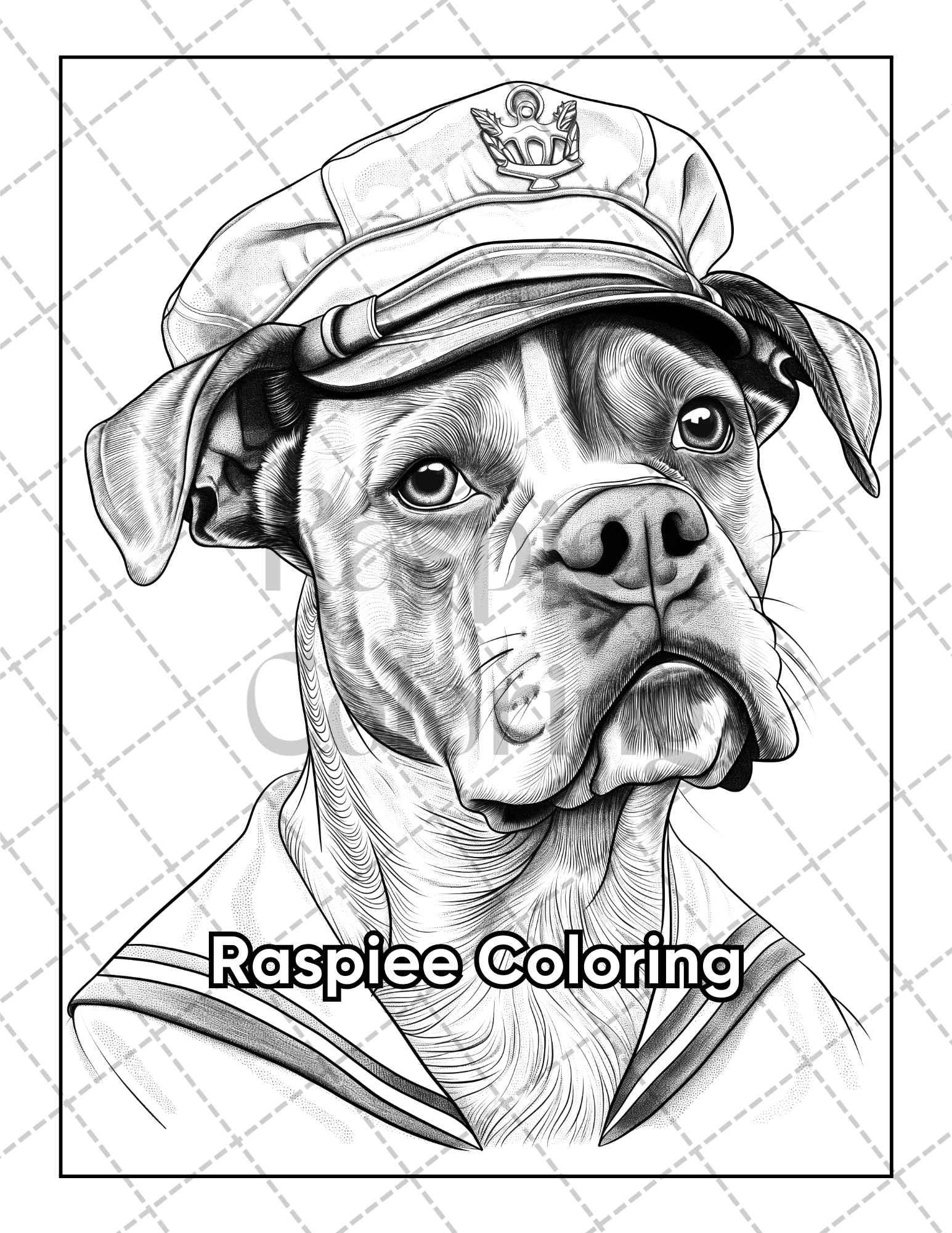 50 Dogs Dressed Up Adult Coloring Pages Printable PDF Instant Download