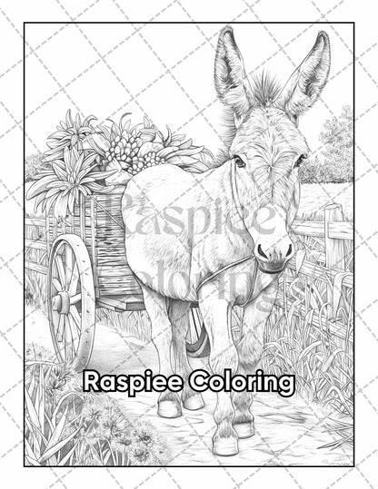 50 Country Farm Scenes Adult Coloring Pages Printable PDF Instant Download