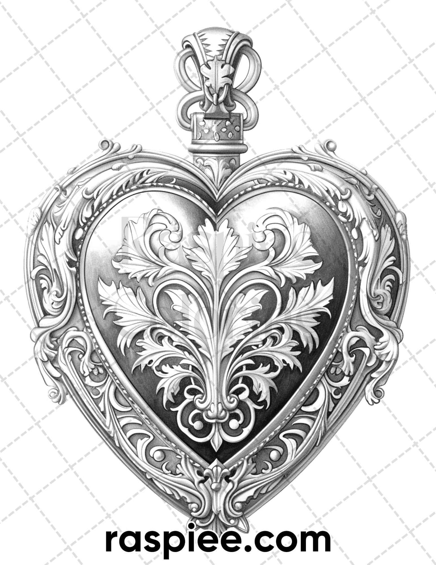 55 Gothic Valentines Day Grayscale Adult Coloring Pages, Printable PDF Instant Download