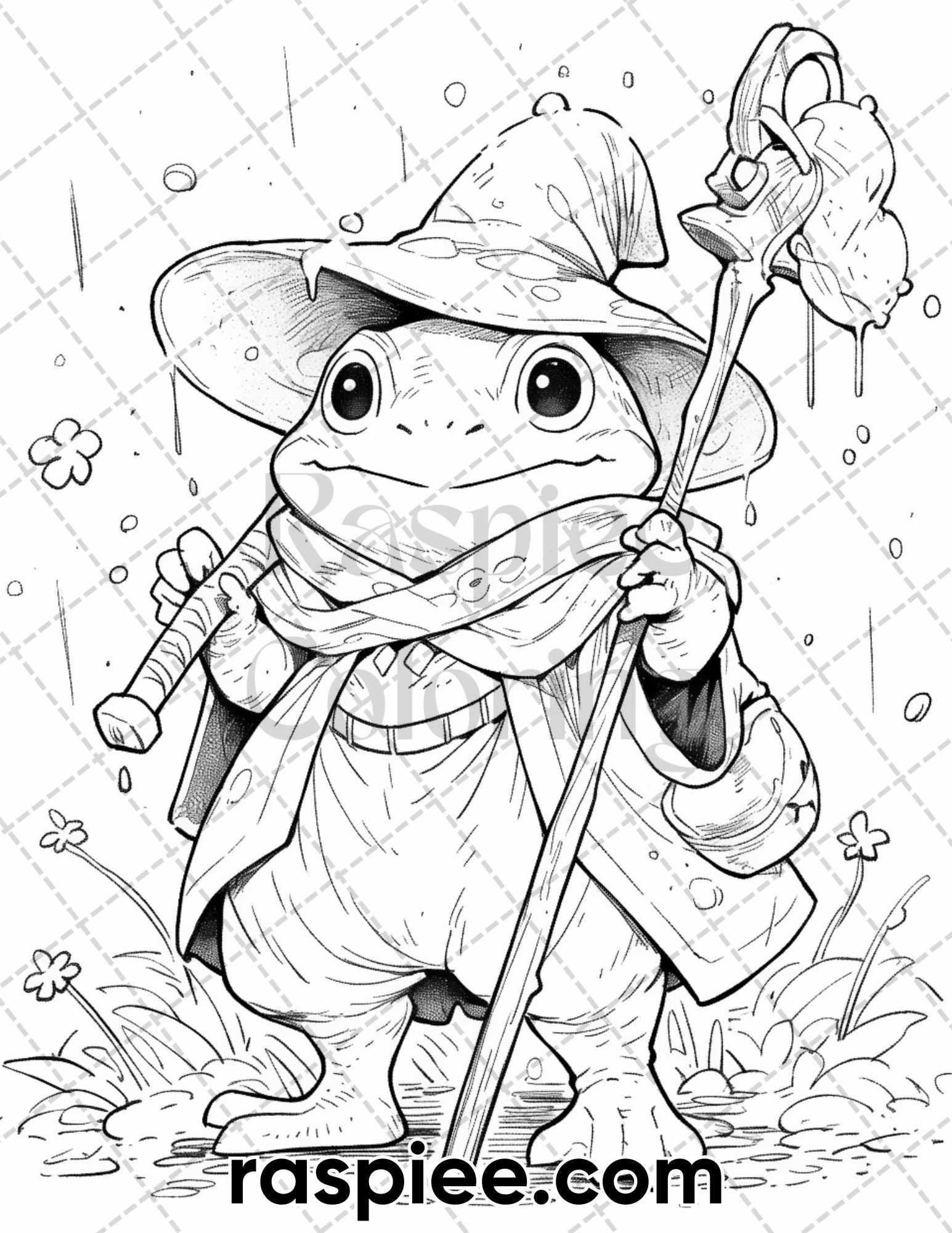 50 The Frog Kingdom Grayscale Coloring Pages for Adults, Printable PDF Instant Download