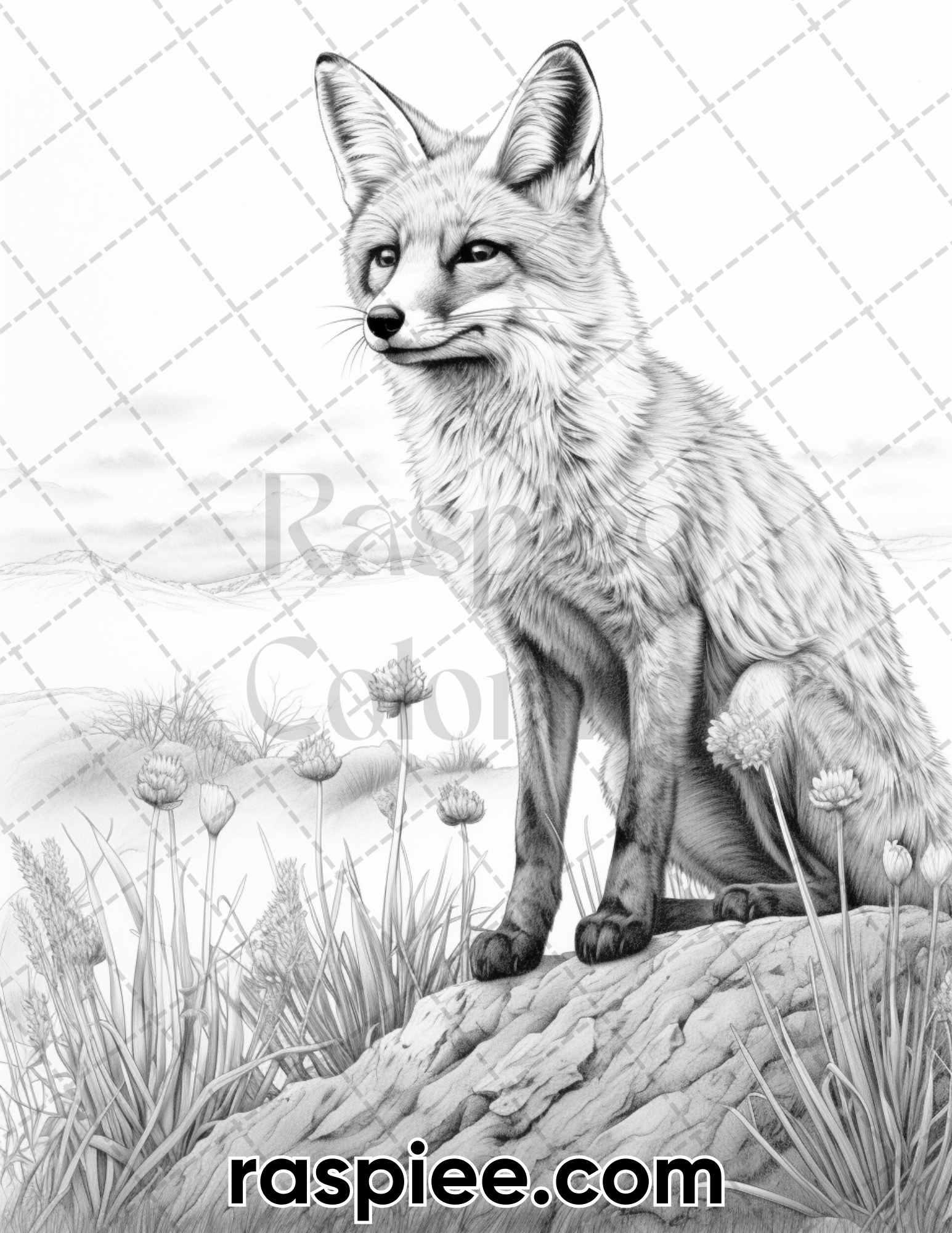 55 Wild Animals Grayscale Coloring Pages for Adults, Printable PDF Instant Download