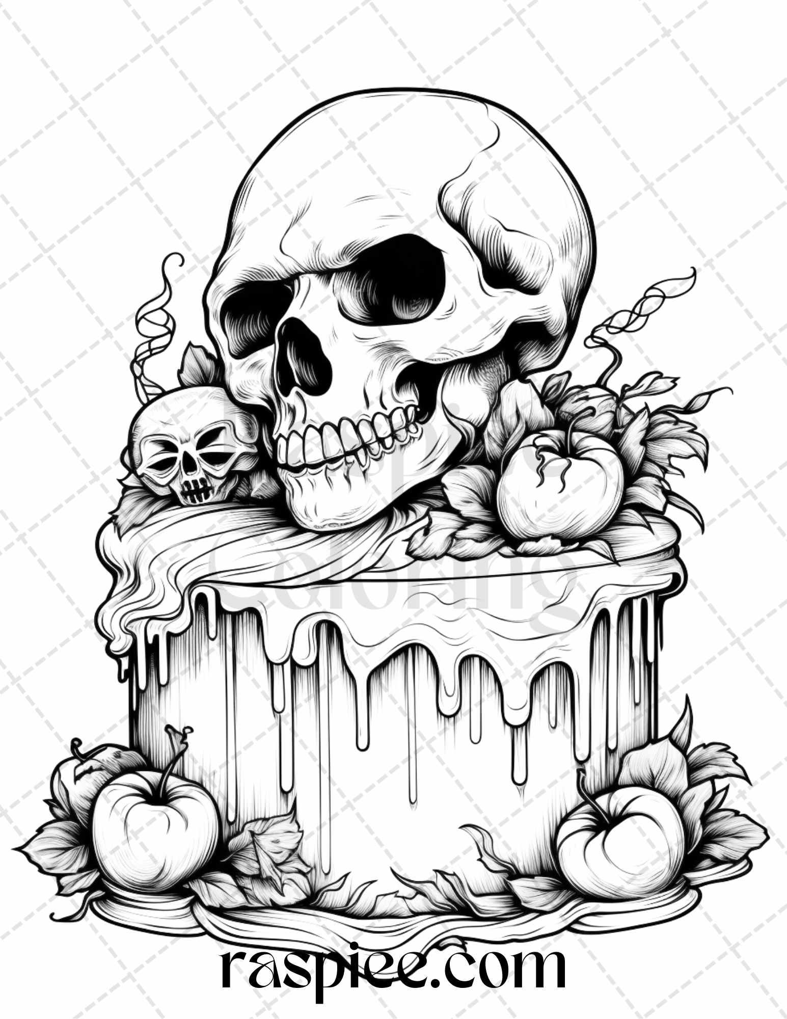 68 Halloween Spooky Desserts Grayscale Coloring Pages Printable for Adults, PDF File Instant Download
