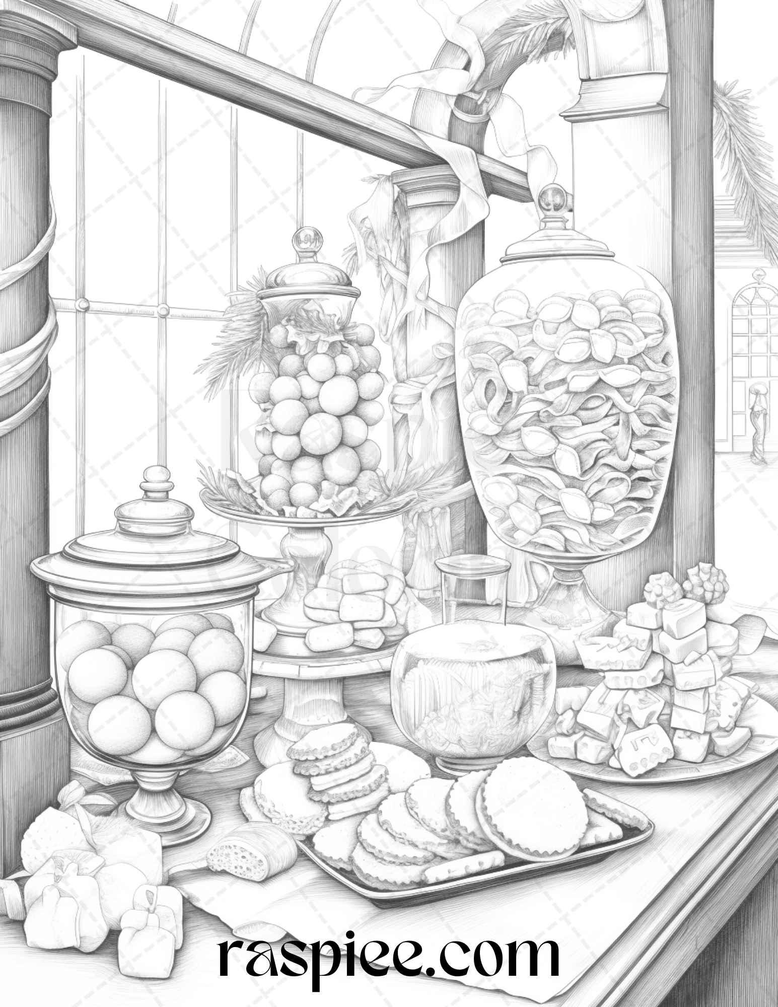 90 Merry Christmas Grayscale Coloring Pages Printable for Adults, PDF File Instant Download